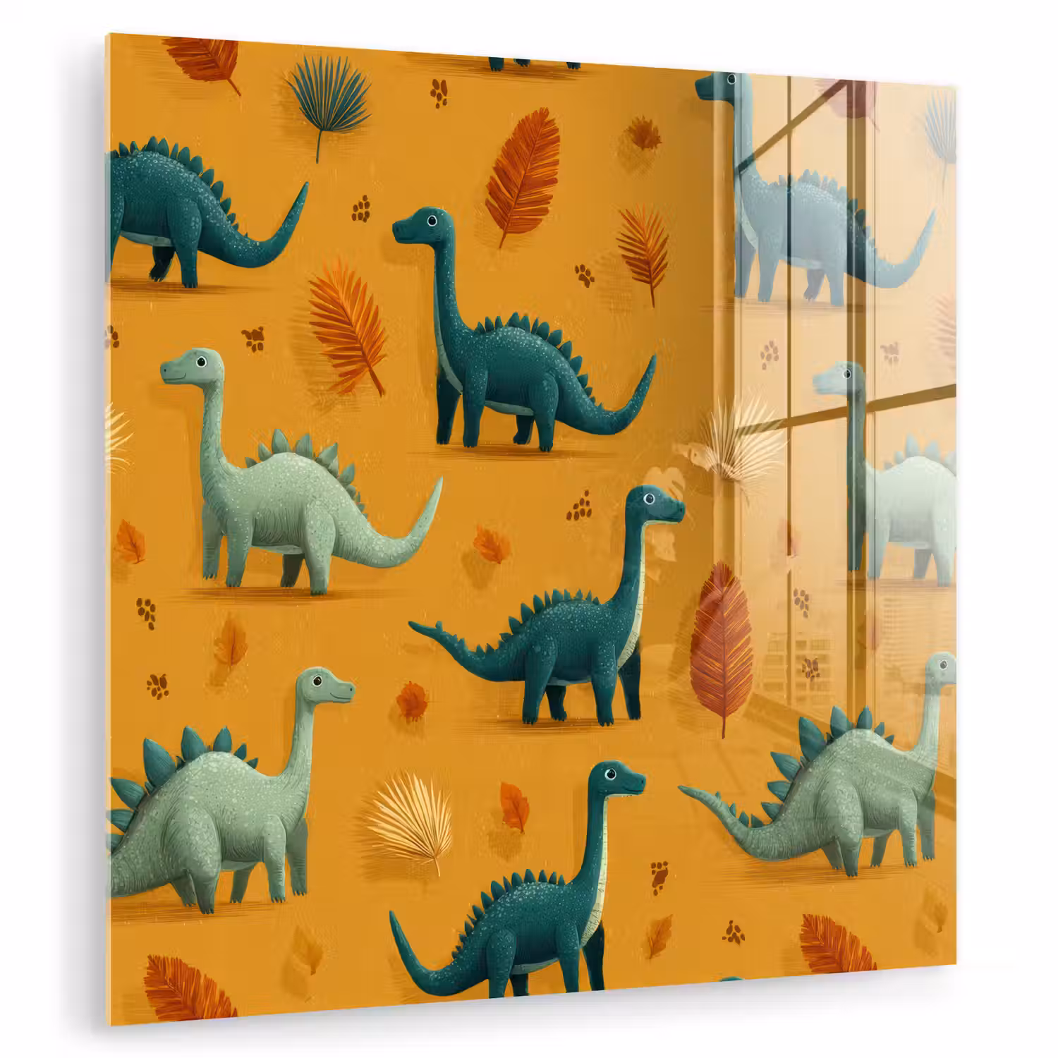 Dinosaurussen - Stekels - Herfstbladeren - Bruin plexiglas 5mm klein -zzzproduct_nieuw
