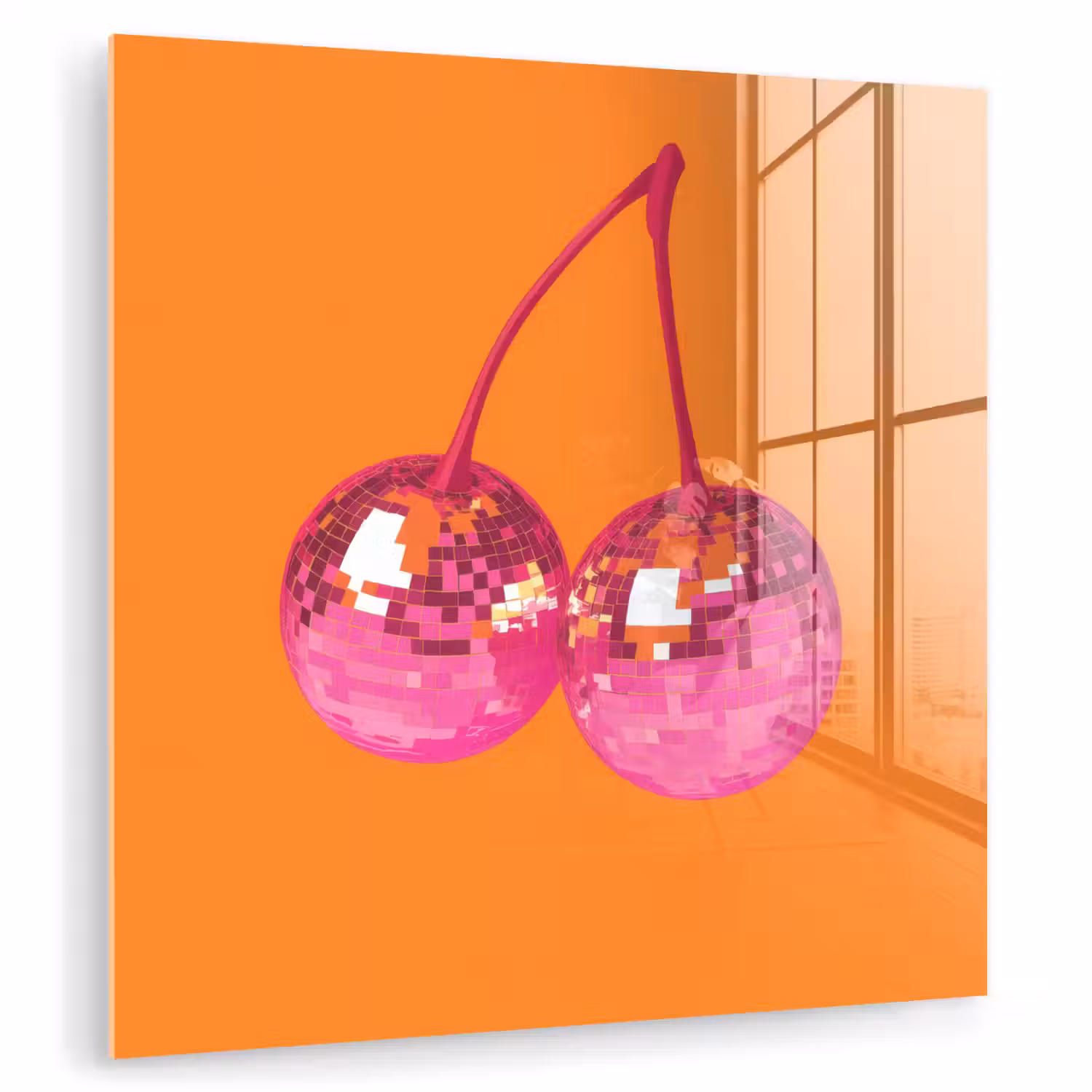 Discoballen - Kers - Spiegels - Roze plexiglas 5mm klein -zzzproduct_nieuw