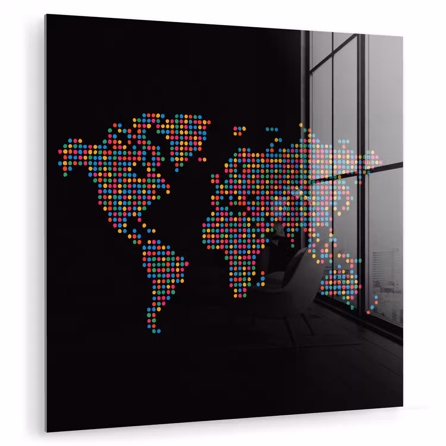 Stippen - Kleurrijk - Wereldkaart plexiglas 5mm klein -zzzproduct_nieuw
