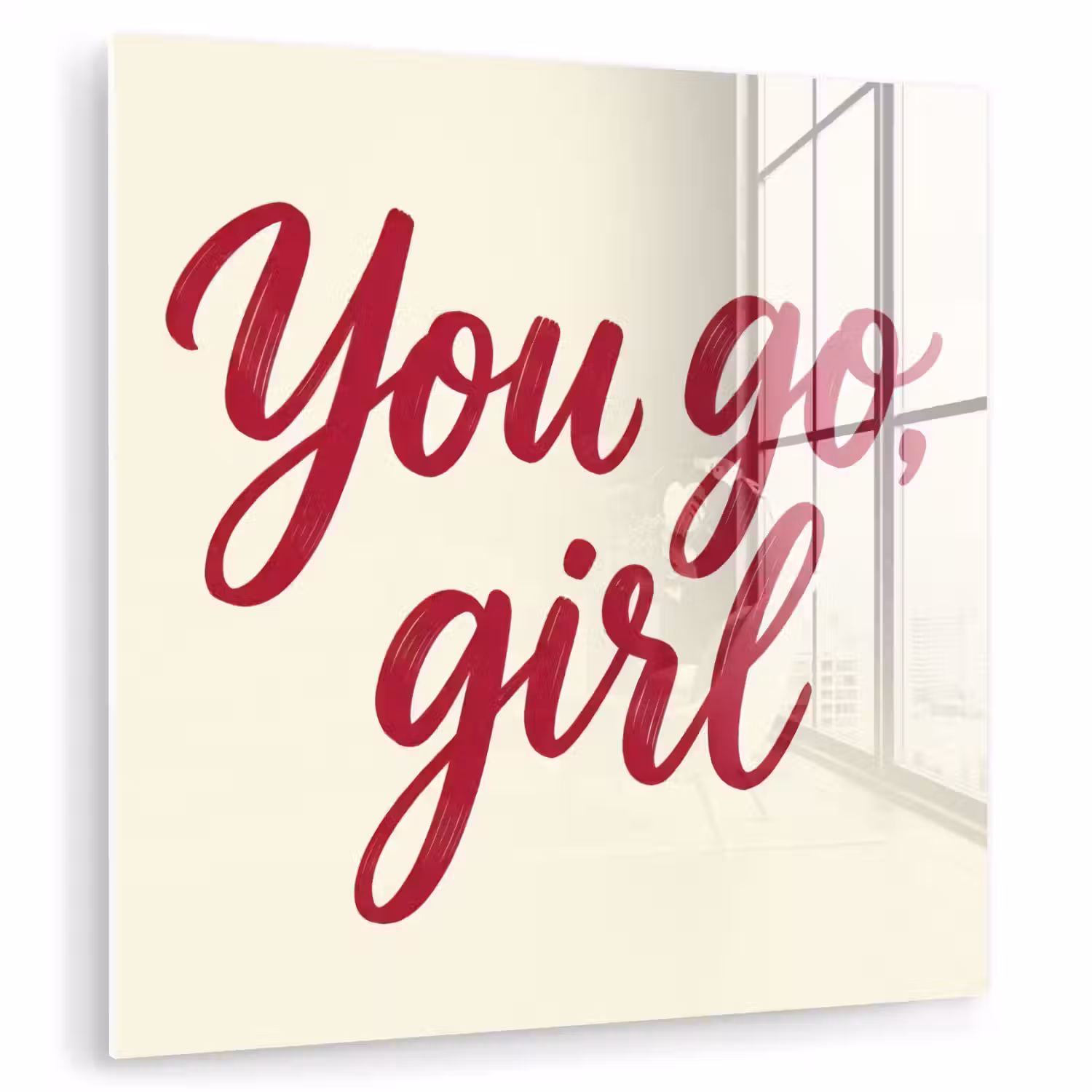 you go girl - Rood - Wit plexiglas 5mm klein -zzzproduct_nieuw