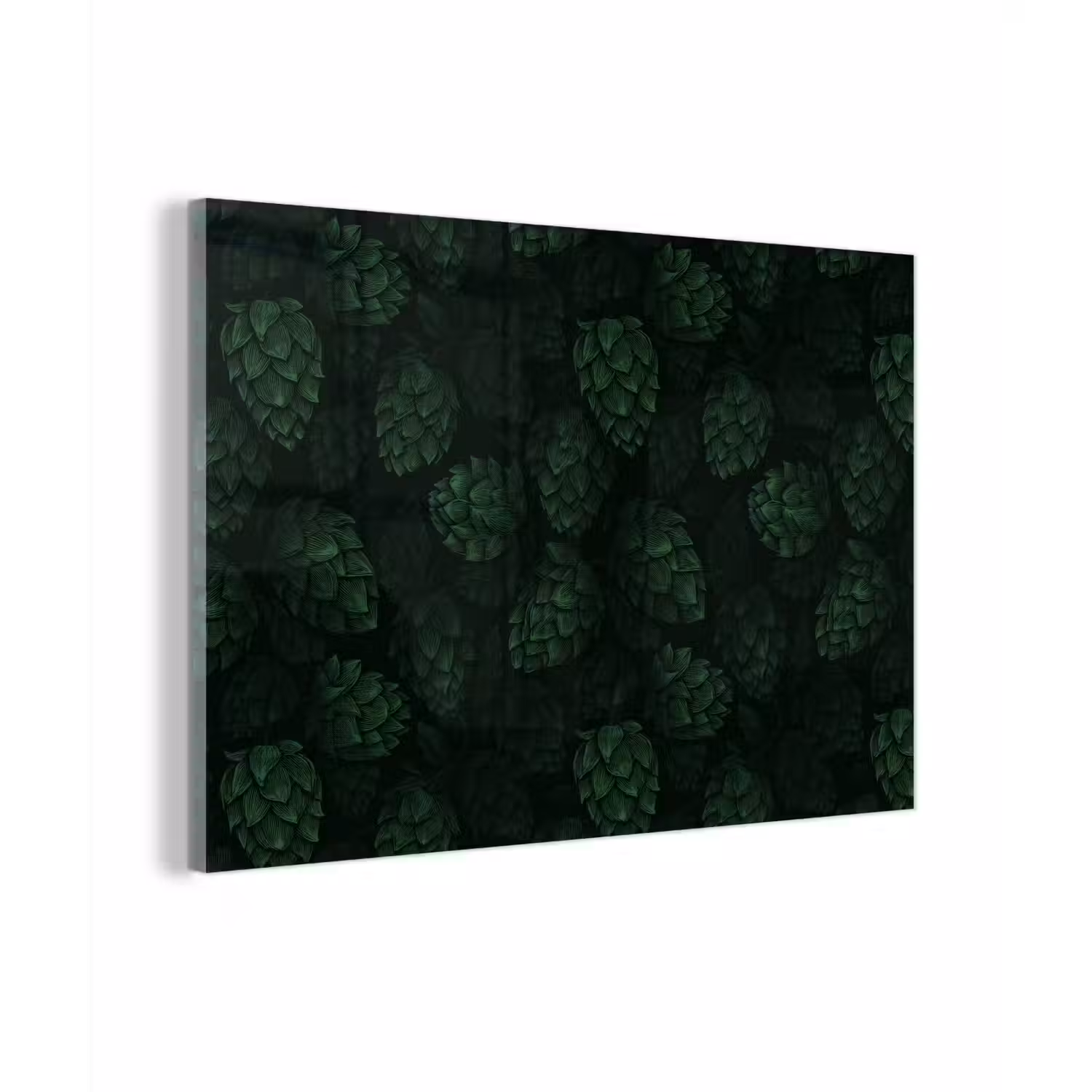 Donker - Groen - Hopbellen - Botanisch - Illustratie plexiglas 5mm klein 11 -zzzproduct_nieuw