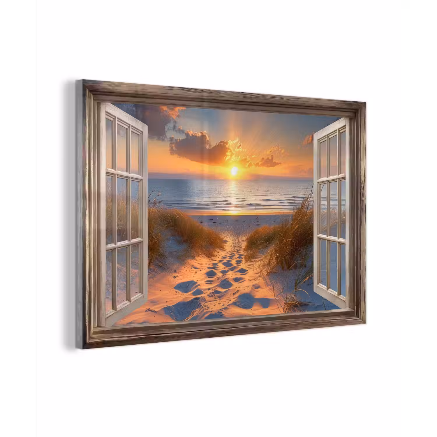 Doorkijk - Strand - Duinen - Zonsondergang plexiglas 5mm klein -zzzproduct_nieuw