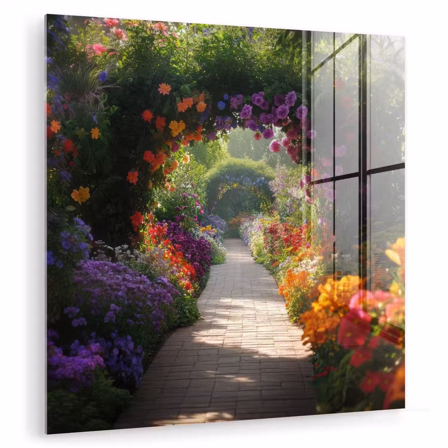 Doorkijk - Pad - Bloemen - Struik - Kleurrijk plexiglas 5mm klein -zzzproduct_nieuw