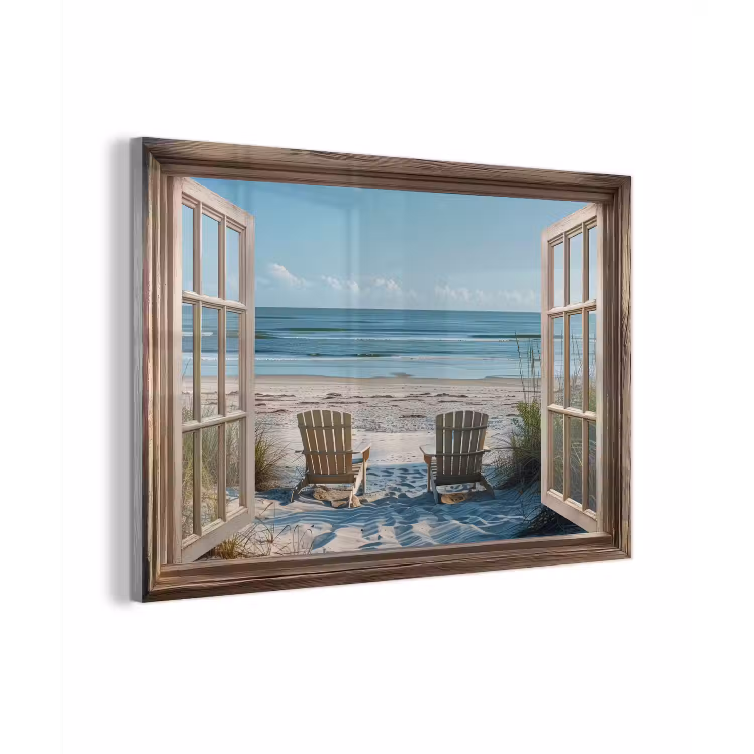 Doorkijk - Strandstoelen - Duinen - Zee - Natuur plexiglas 5mm klein -zzzproduct_nieuw