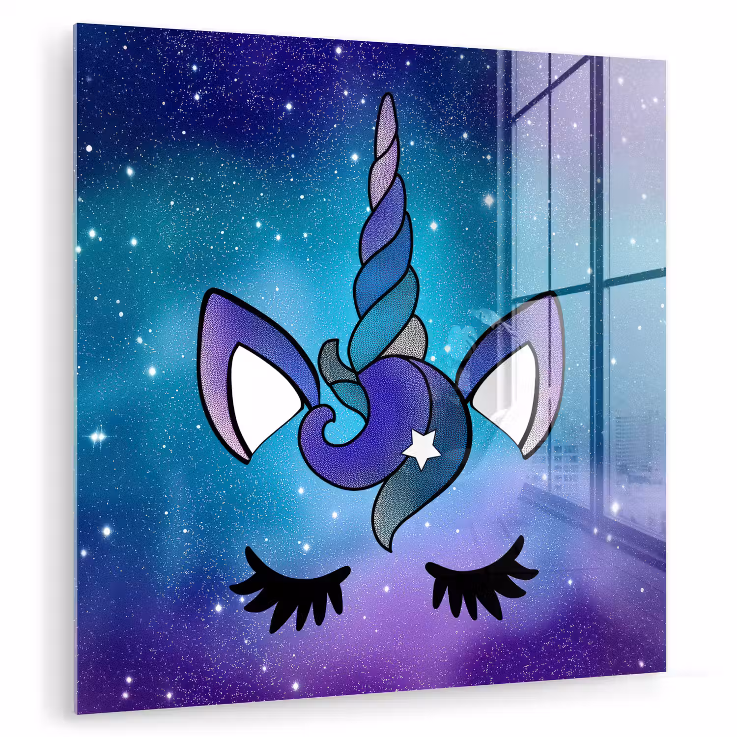 Eenhoorn - Sterrenhemel - Ster - Blauw plexiglas 5mm klein -zzzproduct_nieuw