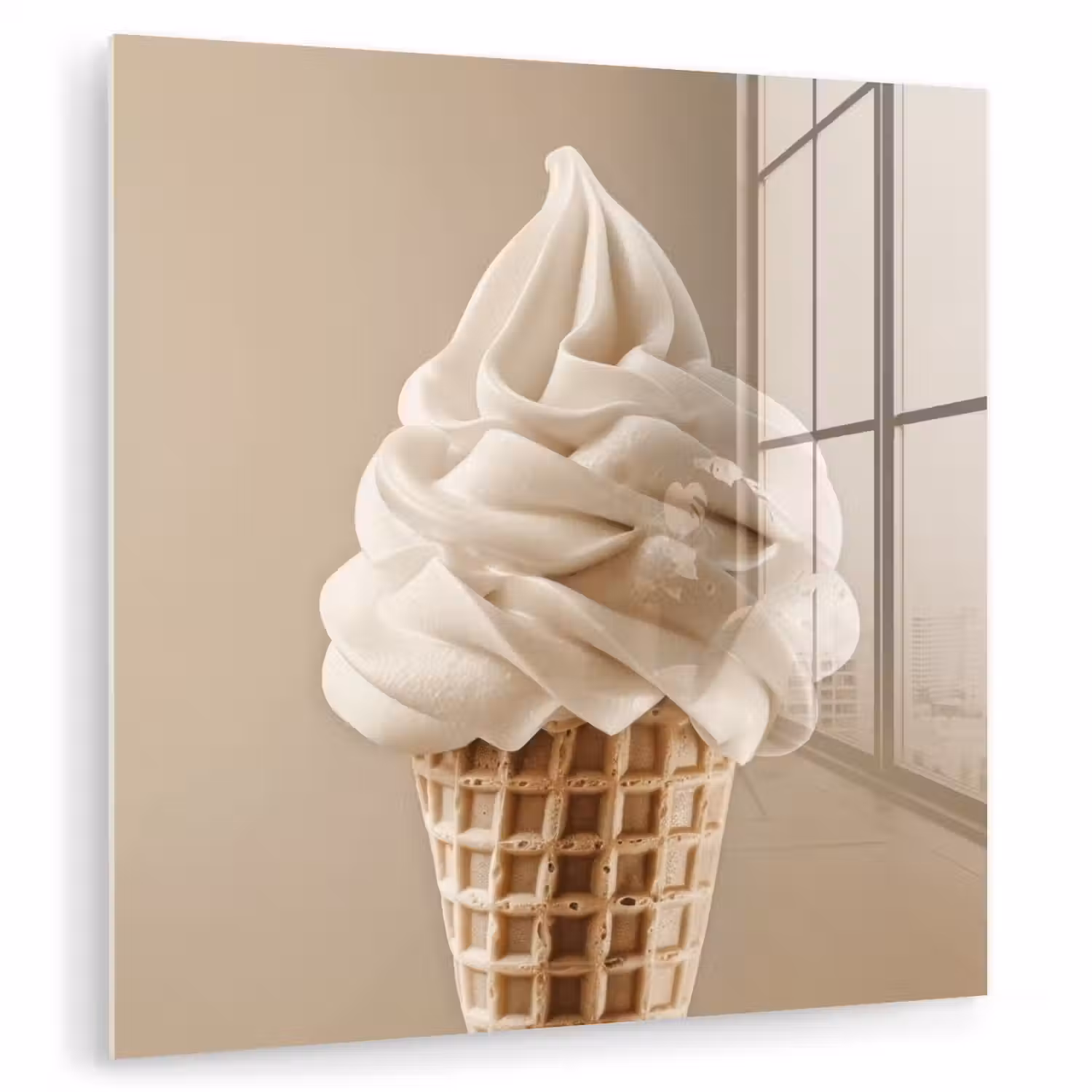 IJs - Softijs - Romig - Hoorntje - Beige plexiglas 5mm klein -zzzproduct_nieuw