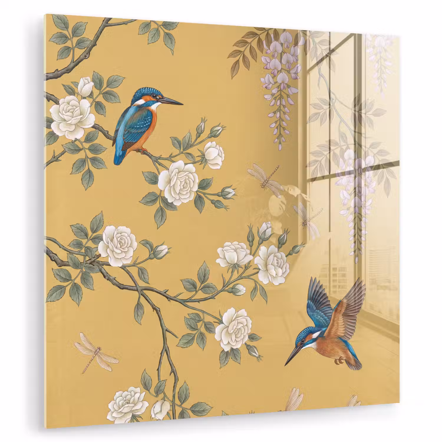 IJsvogels - Bloesem - Geel plexiglas 5mm klein -zzzproduct_nieuw