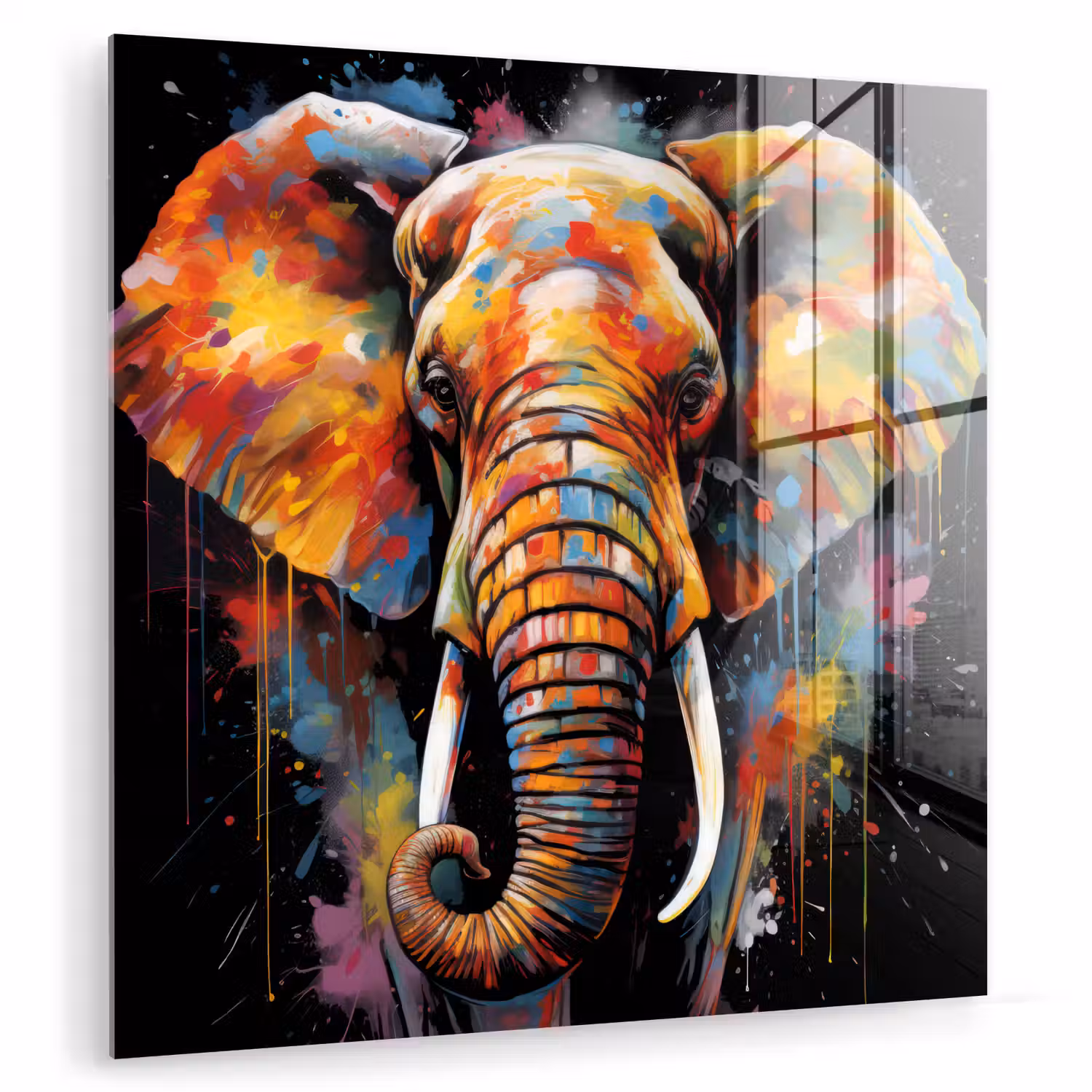 Olifant - Graffiti - Zwart - Dieren - Kleuren plexiglas 5mm klein -zzzproduct_nieuw