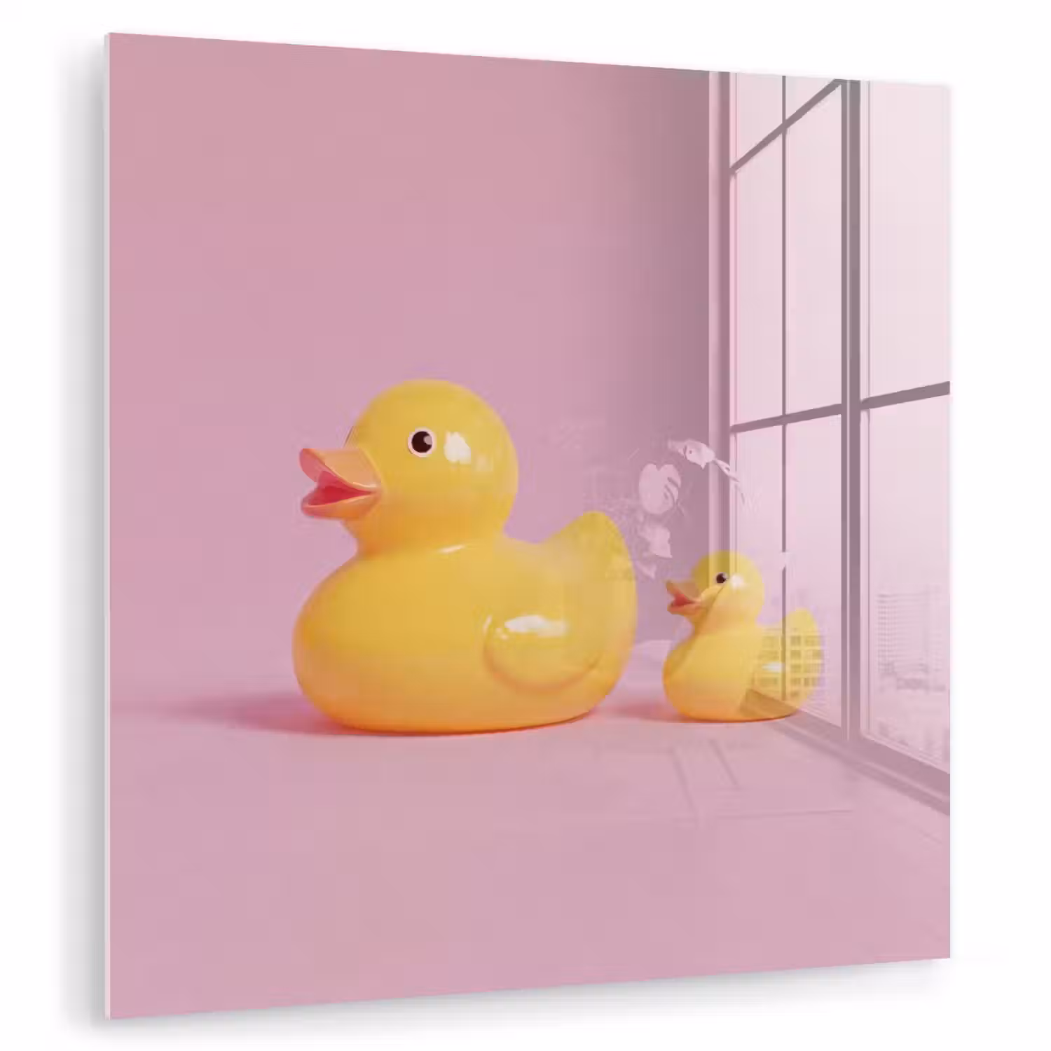 Eendjes - Vrolijk - Roze plexiglas 5mm klein -zzzproduct_nieuw