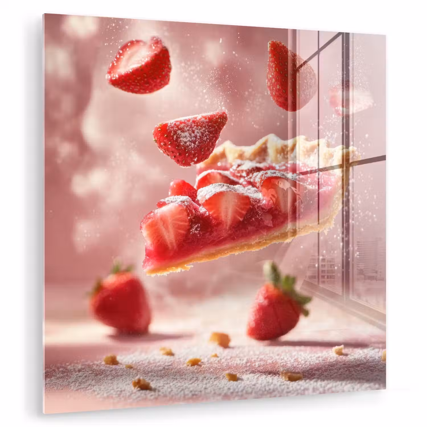 Aardbei - Taart- Eten - Roze plexiglas 5mm klein -zzzproduct_nieuw