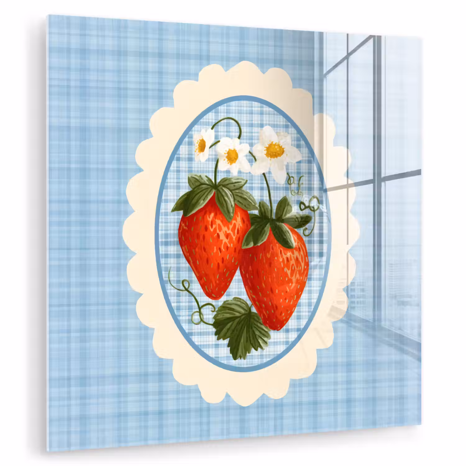 Aardbeien - Lijst - Rood - Geruit plexiglas 5mm klein -zzzproduct_nieuw