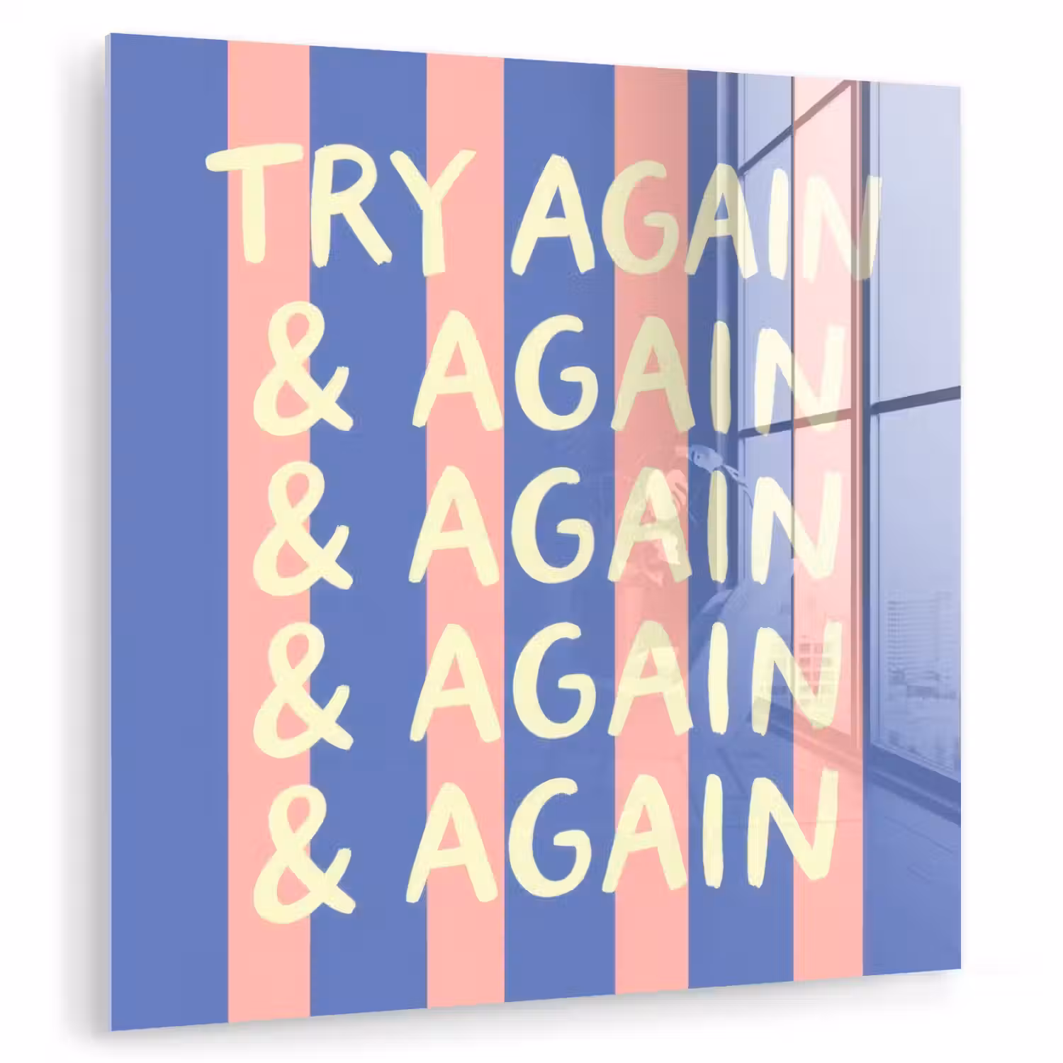 Try again - Strepen - Roze - Verticaal - Blauw plexiglas 5mm klein -zzzproduct_nieuw
