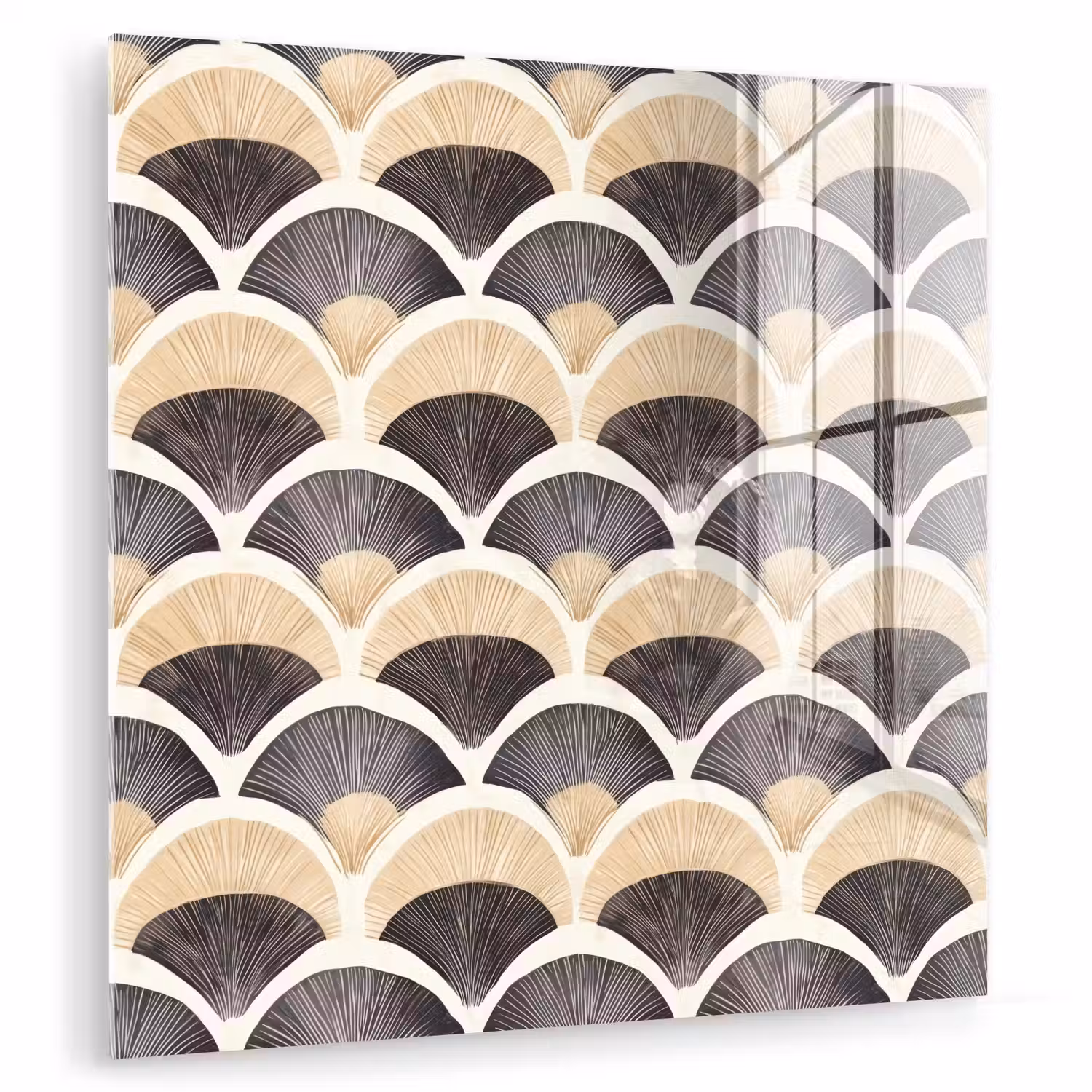 Waaier - Patroon - Zwart - Beige plexiglas 5mm klein 11 -zzzproduct_nieuw
