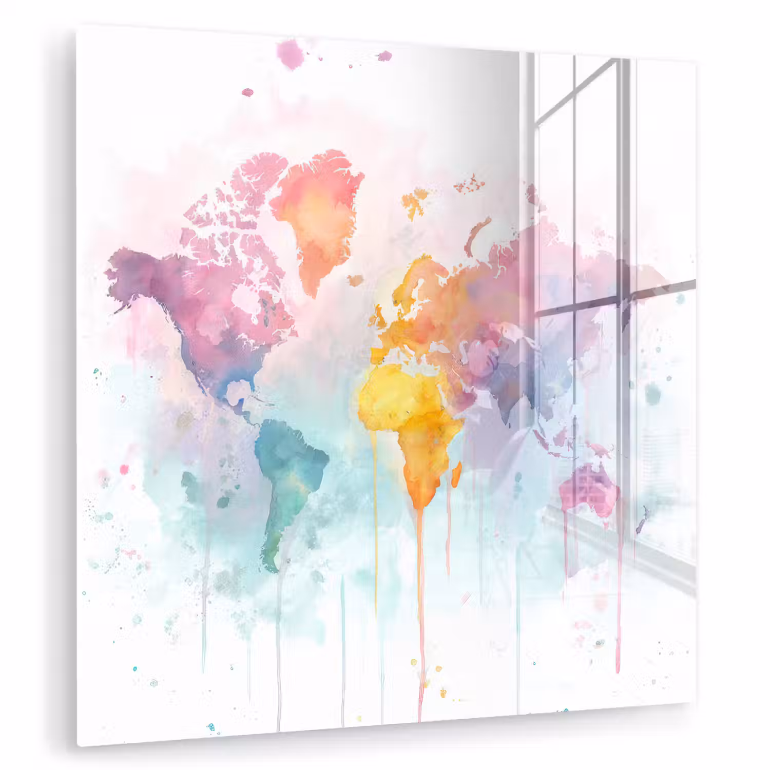 Verf - Pastelkleuren - Wereldkart plexiglas 5mm klein -zzzproduct_nieuw