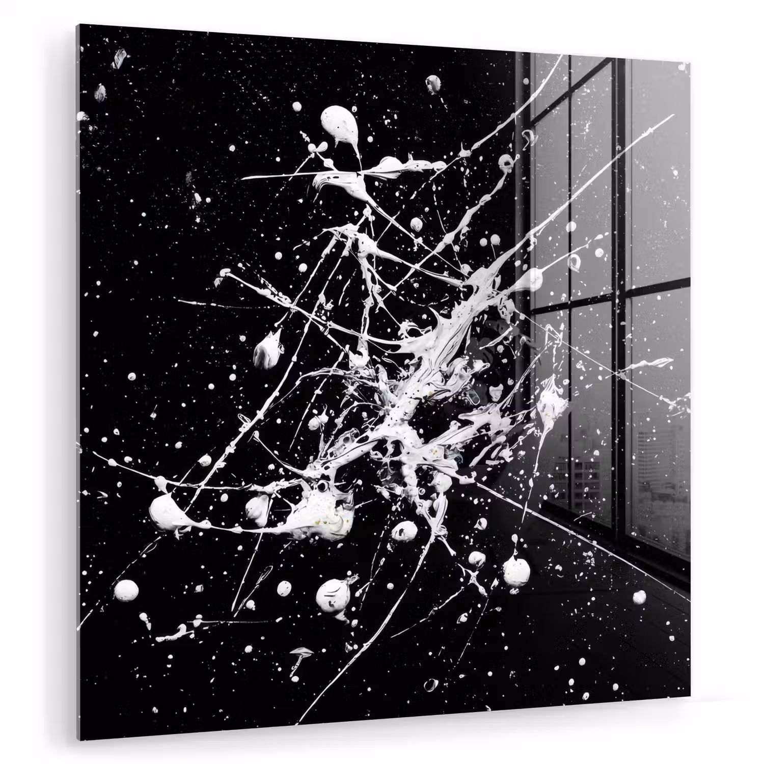 Verfspatten - Wit - Abstract - Explosie plexiglas 5mm klein -zzzproduct_nieuw