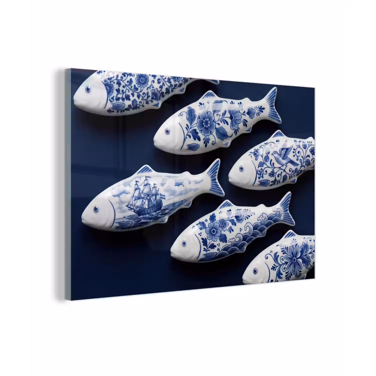 Vissen - Delfts - Blauw - Keramiek plexiglas 5mm klein -zzzproduct_nieuw