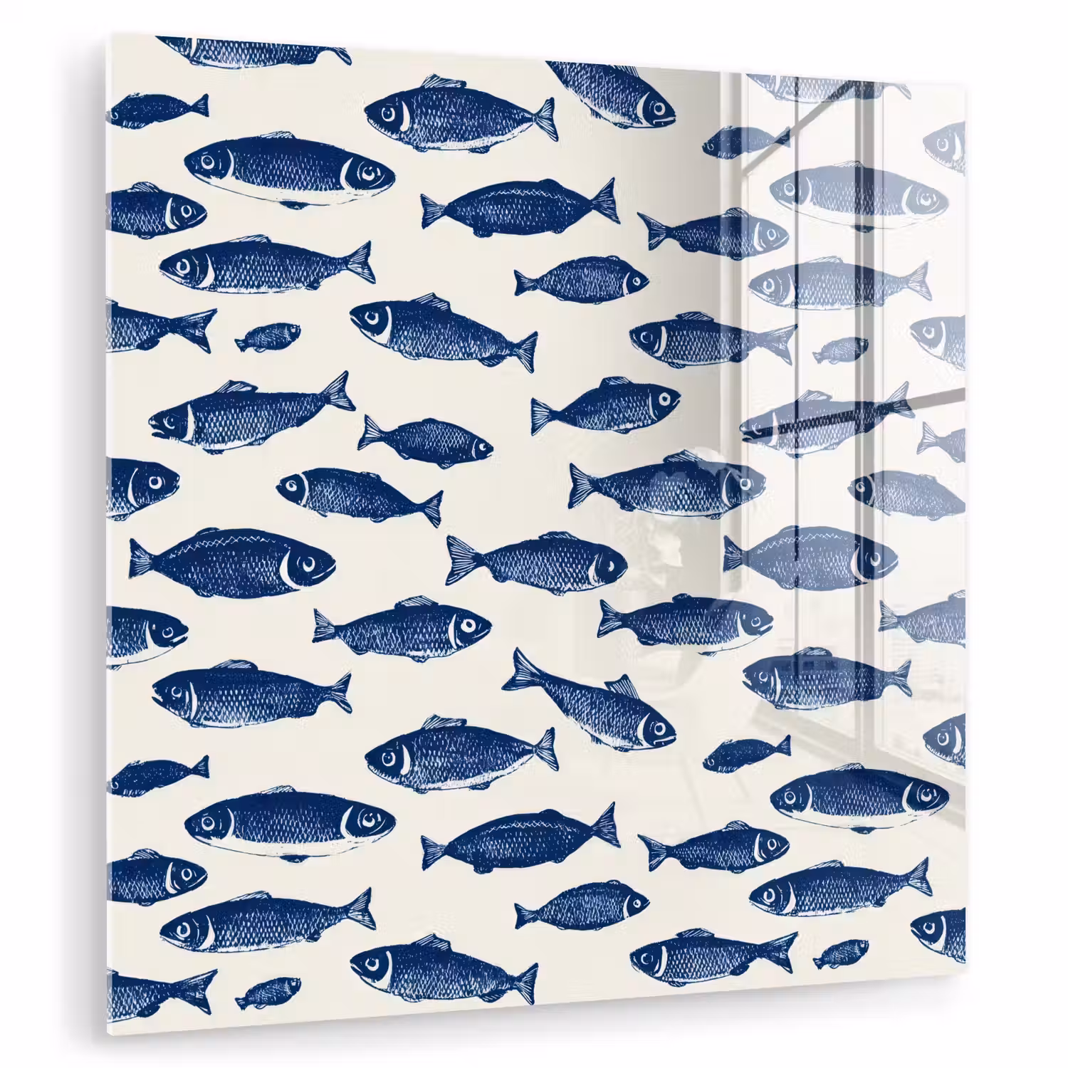 Vissen - Patroon - Blauw - Wit plexiglas 5mm klein 11 -zzzproduct_nieuw