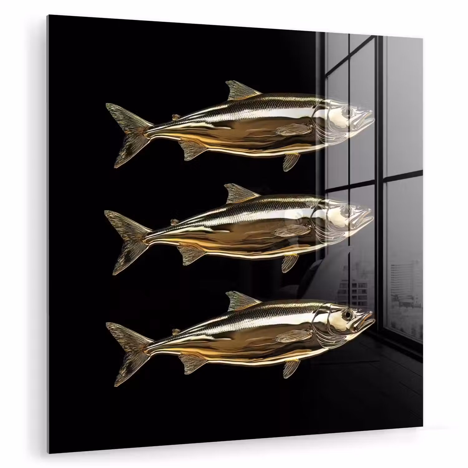 Vissen - Goud - Zwart plexiglas 5mm klein -zzzproduct_nieuw