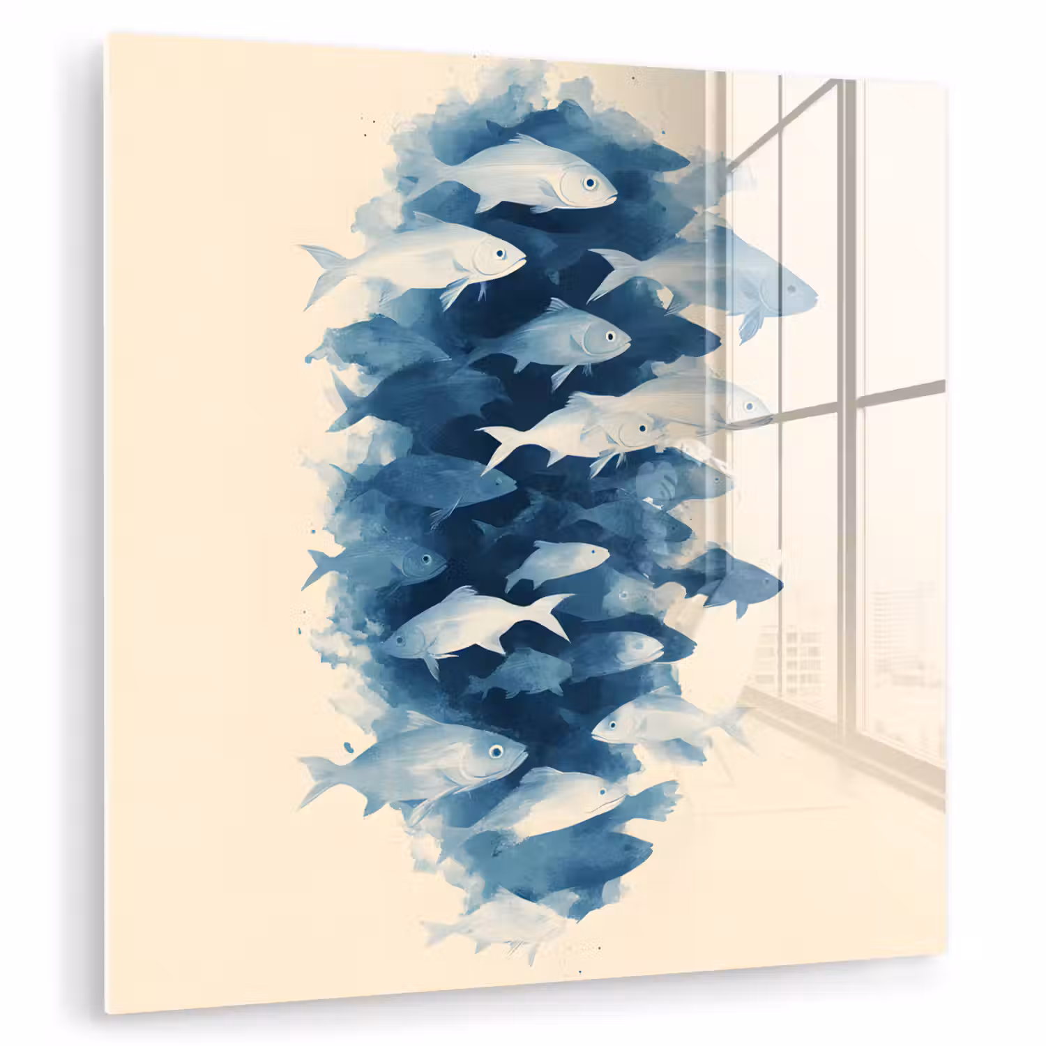 Vissen - Minimalistisch - Blauw plexiglas 5mm klein -zzzproduct_nieuw