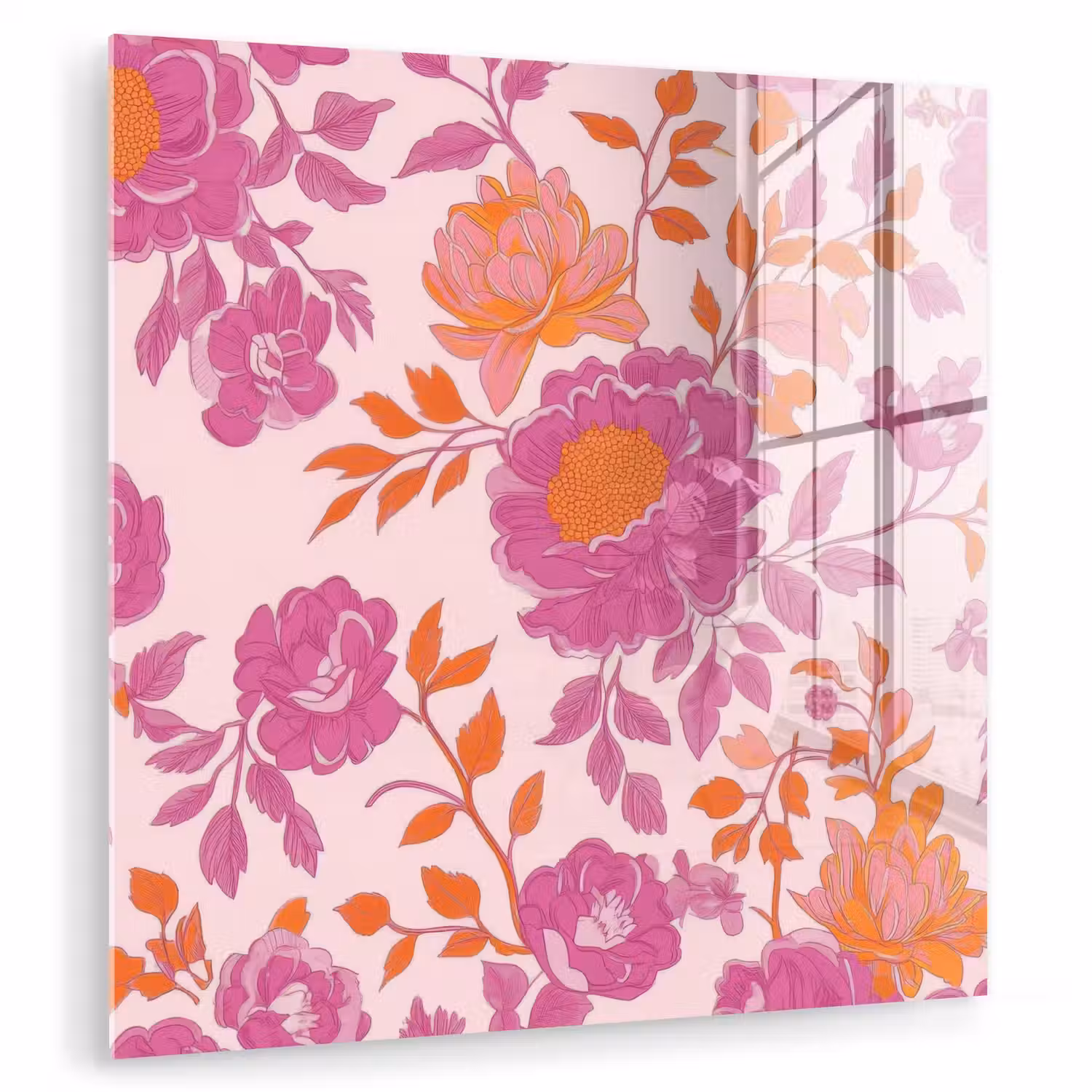 Bloemenpatroon - Roze - Oranje - Bloemen plexiglas 5mm klein -zzzproduct_nieuw