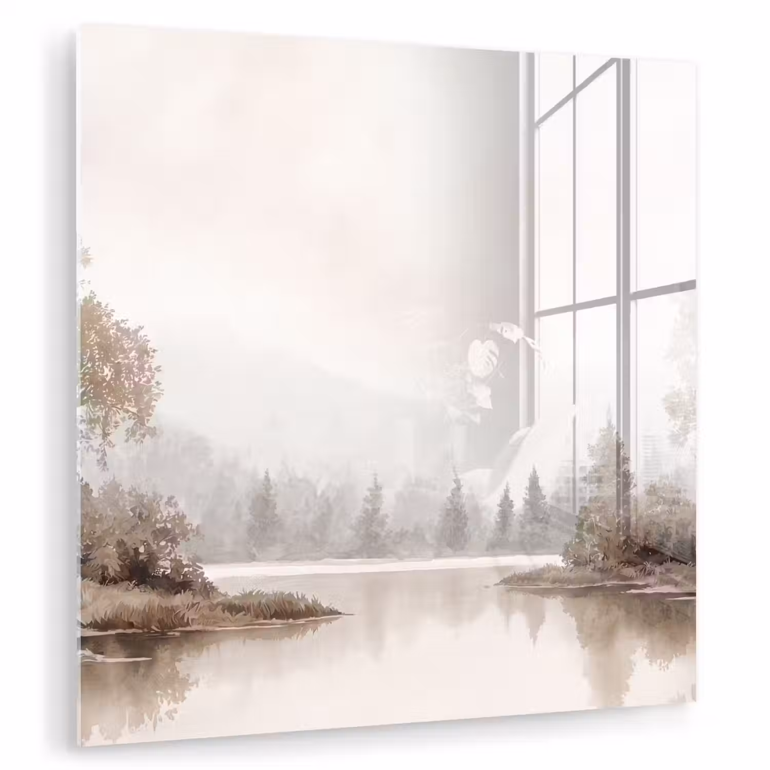 Rivierlandschap - Minimalistisch - Aardetinten plexiglas 5mm klein -zzzproduct_nieuw