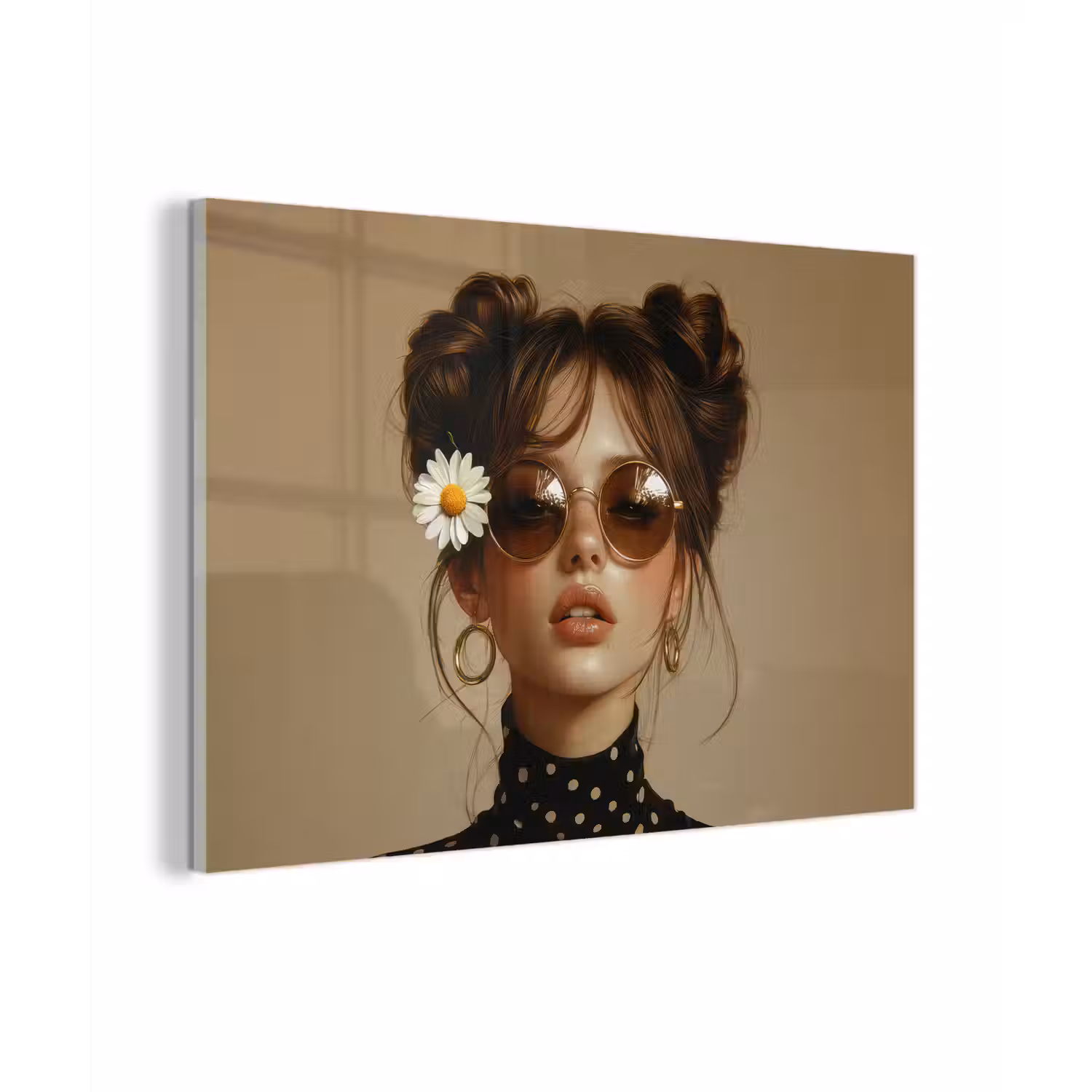 Vrouw - Beige - Bloem - Modern - Portret plexiglas 5mm klein -zzzproduct_nieuw