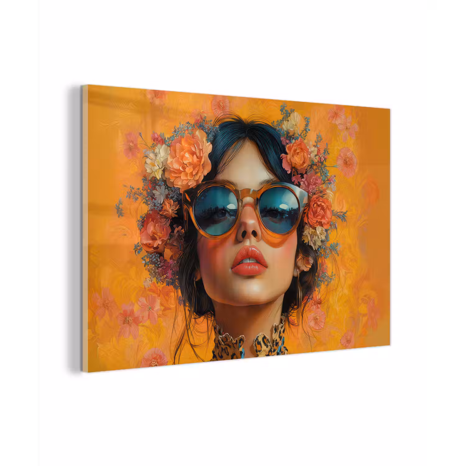 Vrouw - Bloemen - Aesthetic - Oranje plexiglas 5mm klein -zzzproduct_nieuw