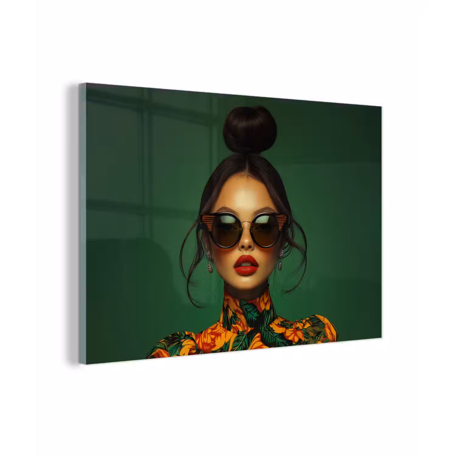 Vrouw - Groen - Modern - Bril - Abstract plexiglas 5mm klein -zzzproduct_nieuw