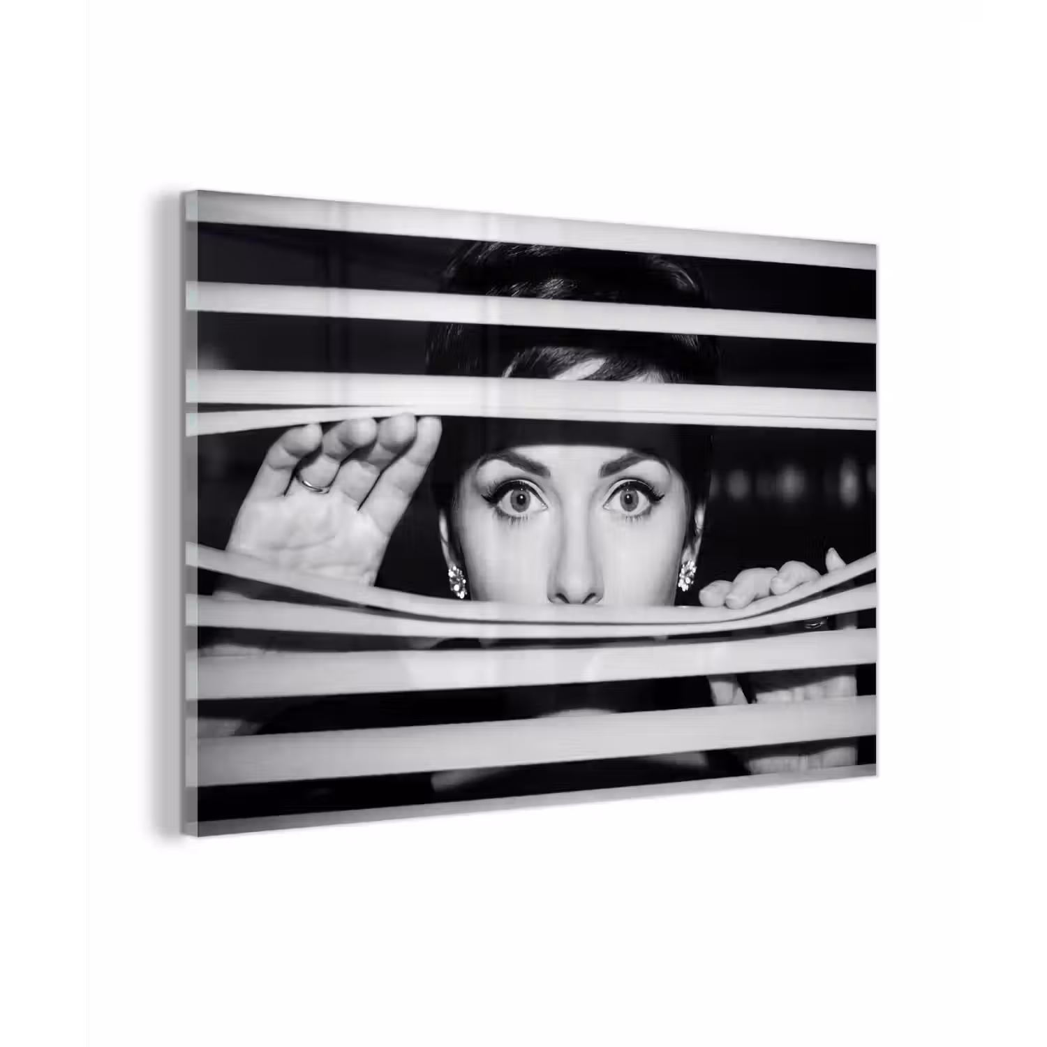 Vrouw - Jaloezieën - Portret - Zwart-wit plexiglas 5mm klein -zzzproduct_nieuw