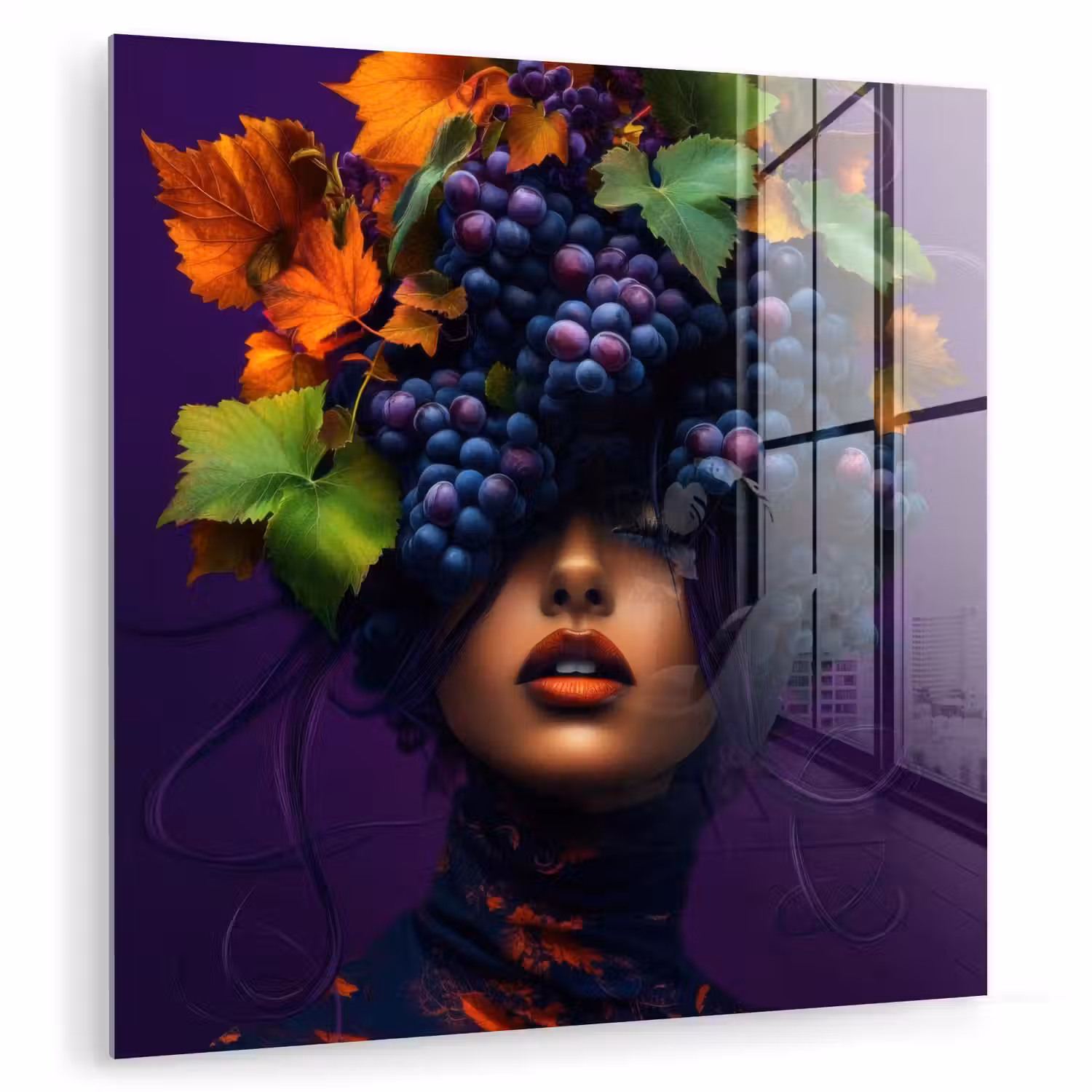 Vrouw - Paars - Druiven plexiglas 5mm klein -zzzproduct_nieuw