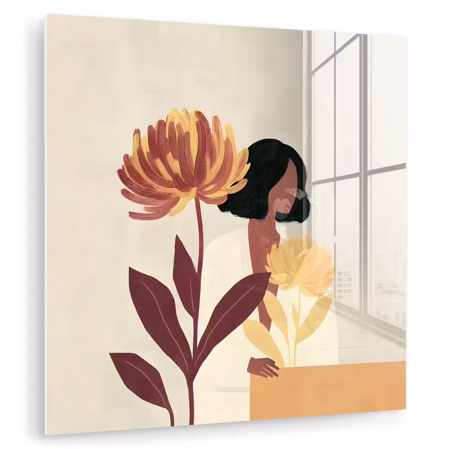 Vrouw - Minimalistisch - Bloem plexiglas 5mm klein -zzzproduct_nieuw