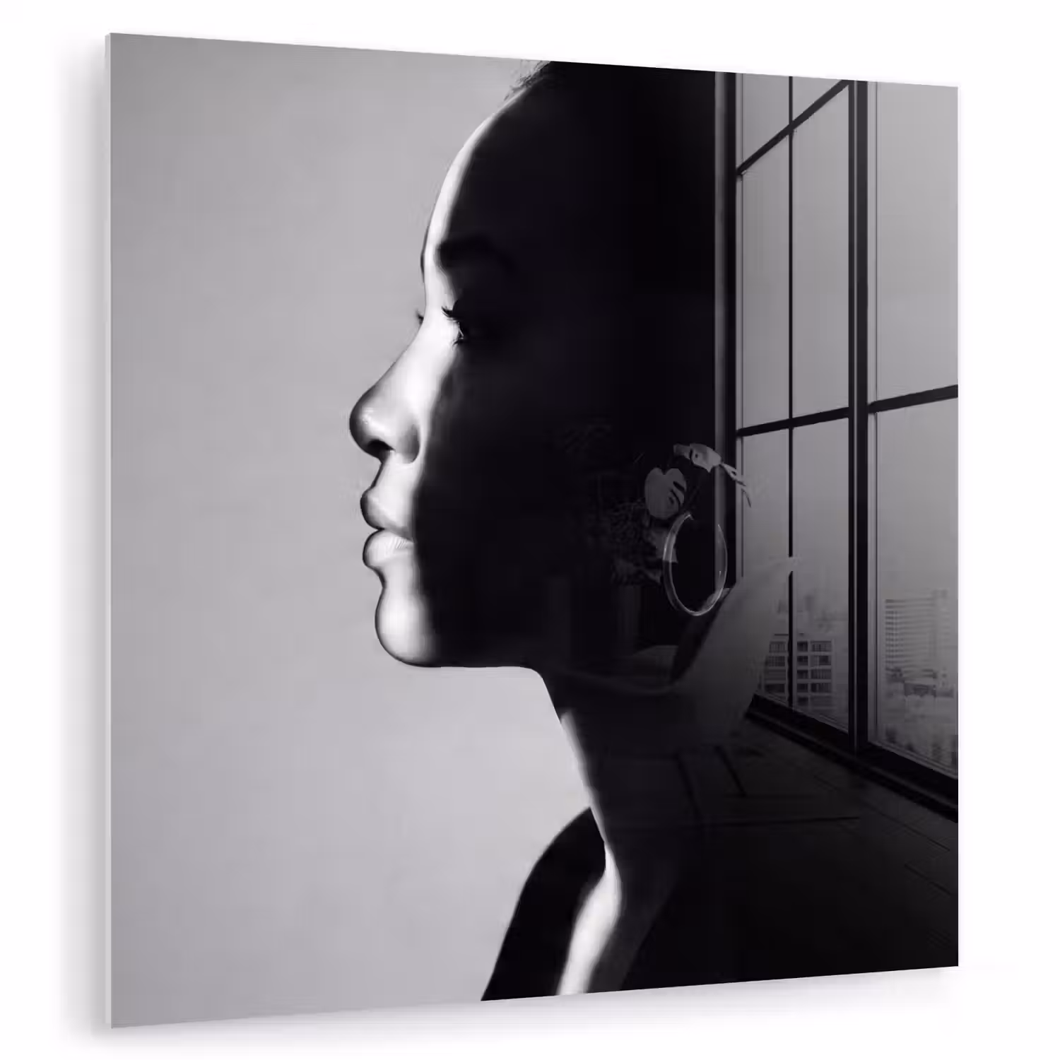 Vrouw - Profiel - Mensen - Zwart-wit plexiglas 5mm klein -zzzproduct_nieuw