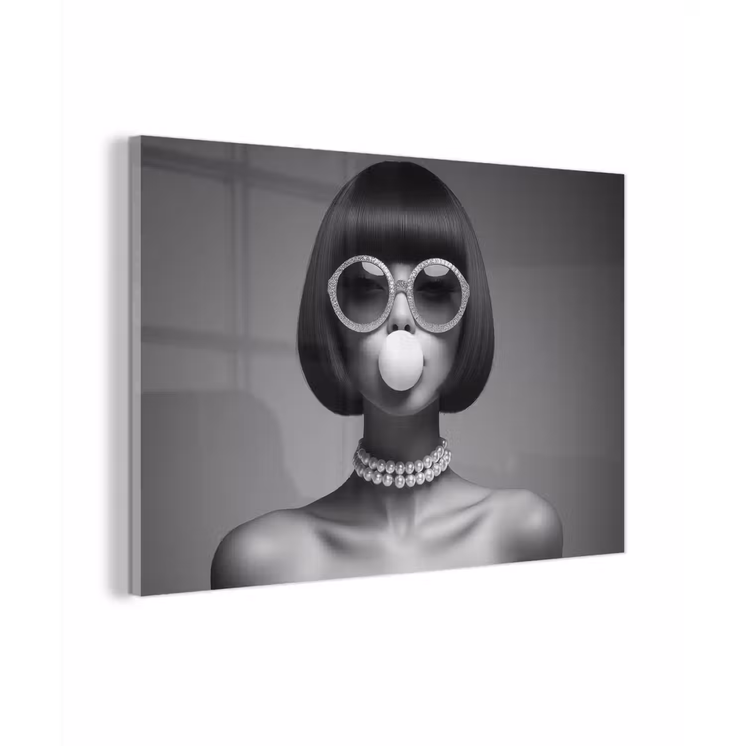 Vrouw - Zwart Wit - Ketting - Zonnebril plexiglas 5mm klein -zzzproduct_nieuw