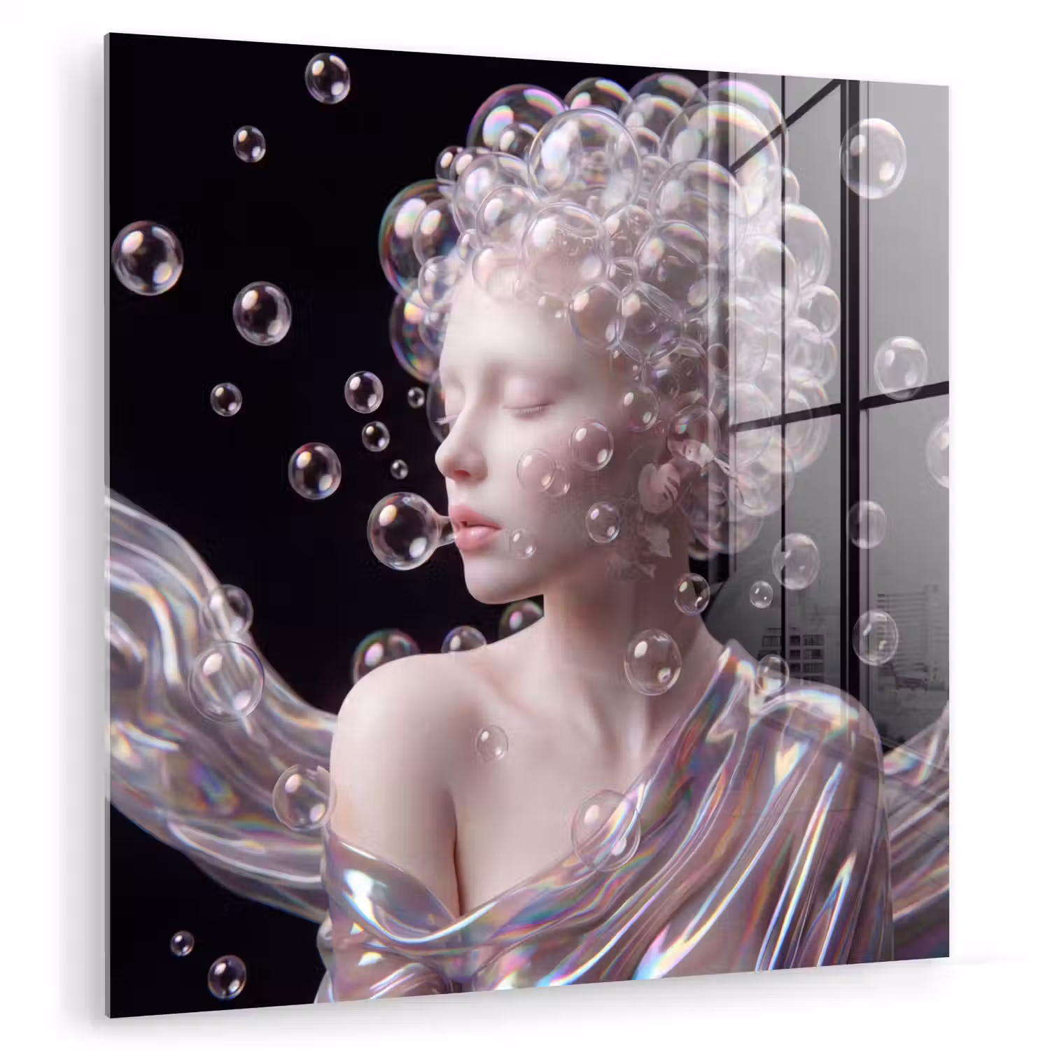 Vrouw - Bellen - Abstract - Kleurrijk plexiglas 5mm klein -zzzproduct_nieuw