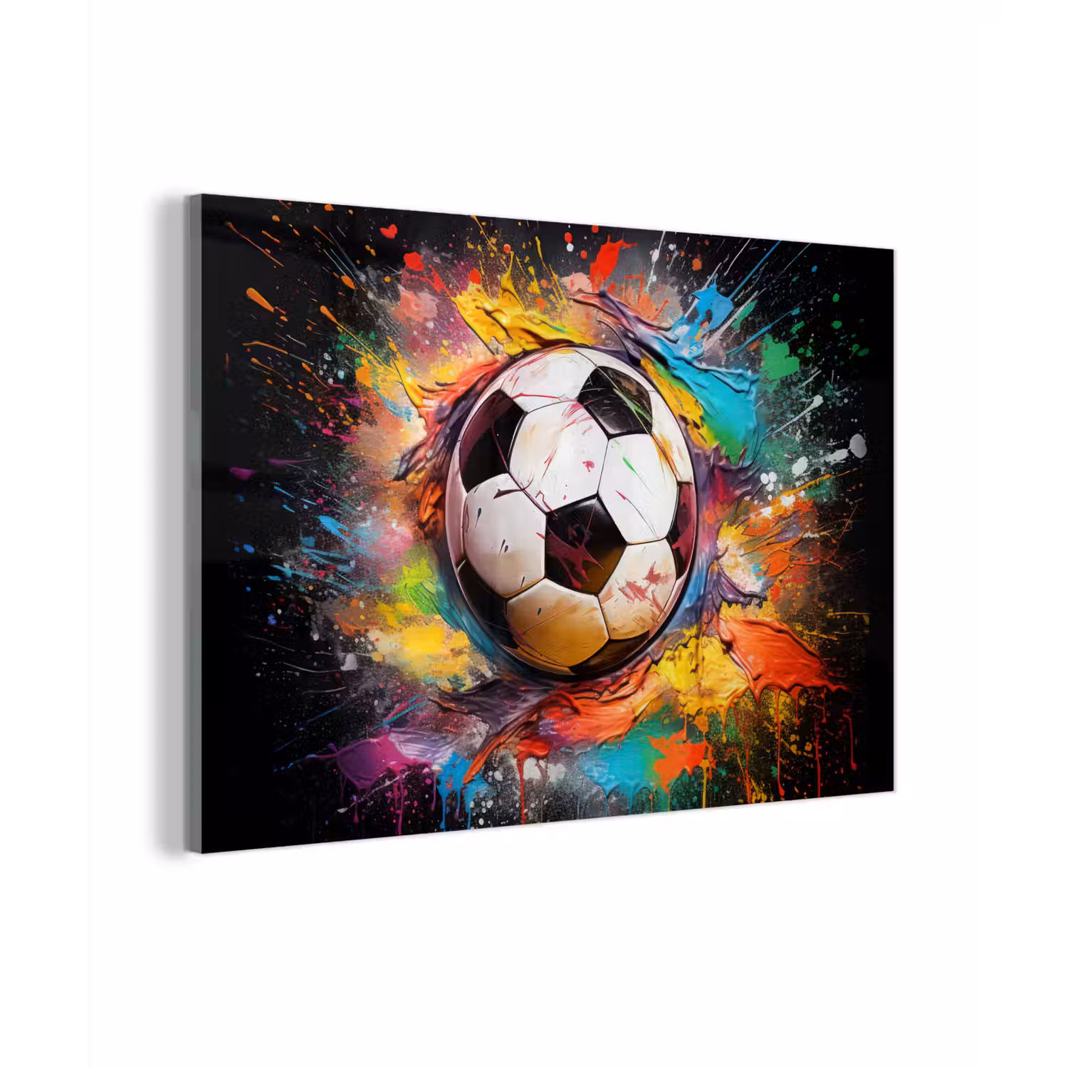 Voetbal - Verf - Kleuren - Zwart - Wit plexiglas 5mm klein -zzzproduct_nieuw