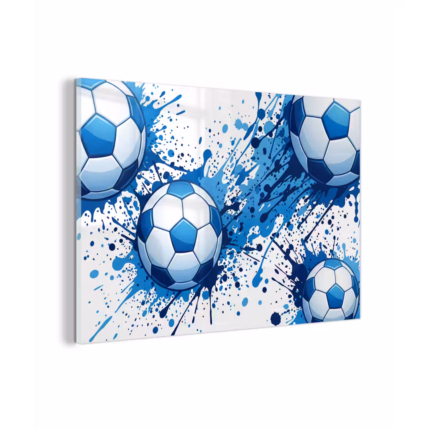 Voetballen - Verf - Sport - Blauw plexiglas 5mm klein -zzzproduct_nieuw