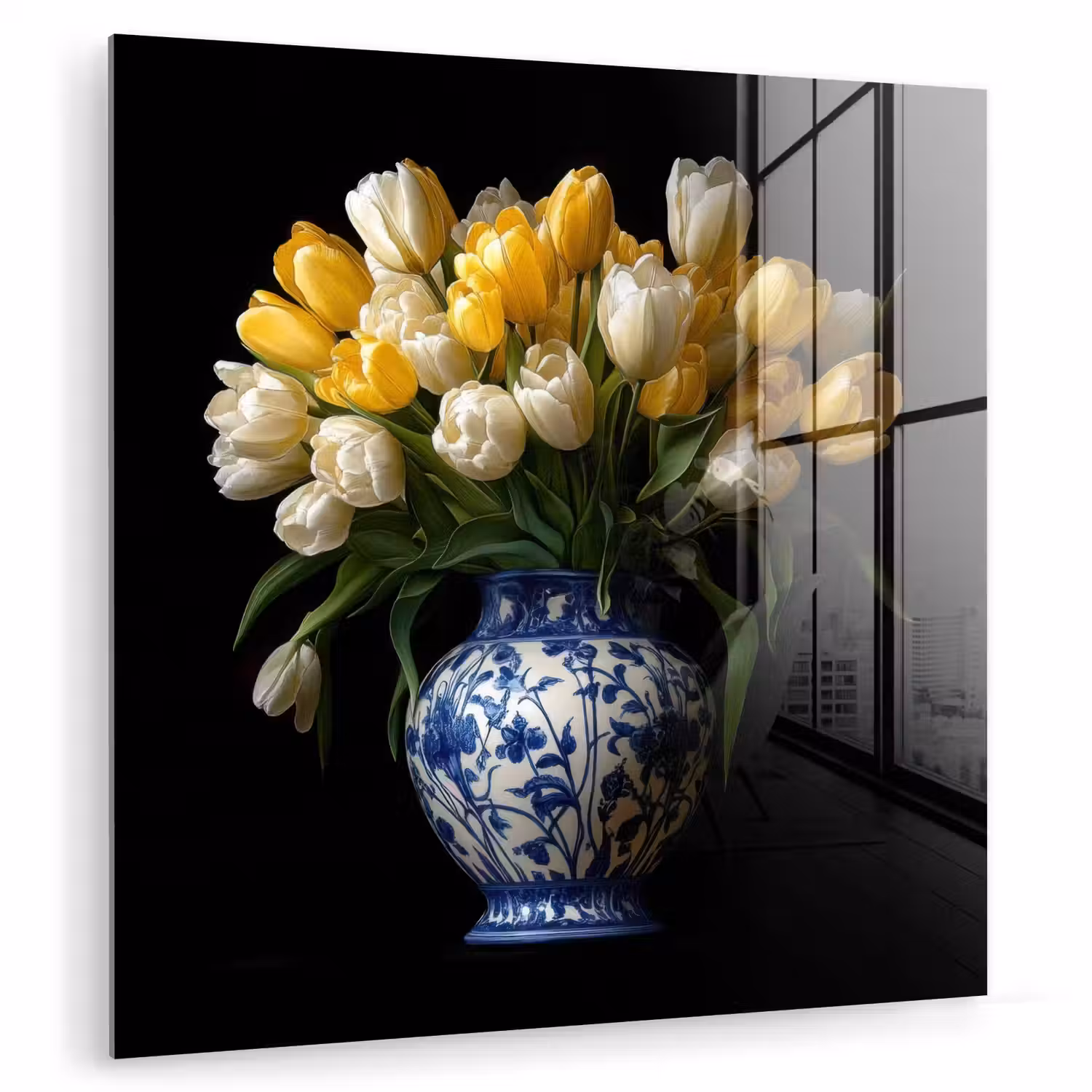 Geel - Tulpen - Vaas - Bloemen plexiglas 5mm klein -zzzproduct_nieuw