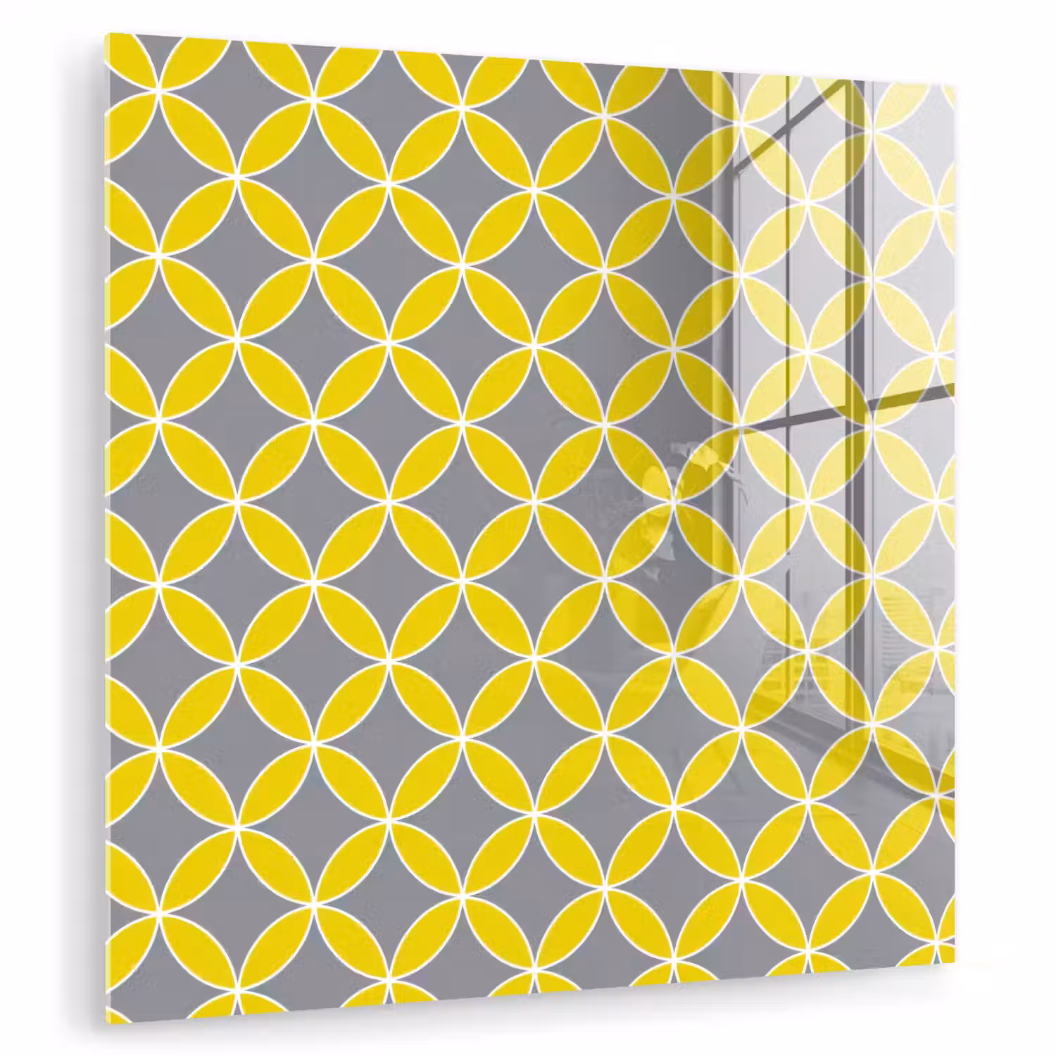 Geometrisch - Cirkels - Modern - Grijs - Geel plexiglas 5mm klein 11 -zzzproduct_nieuw