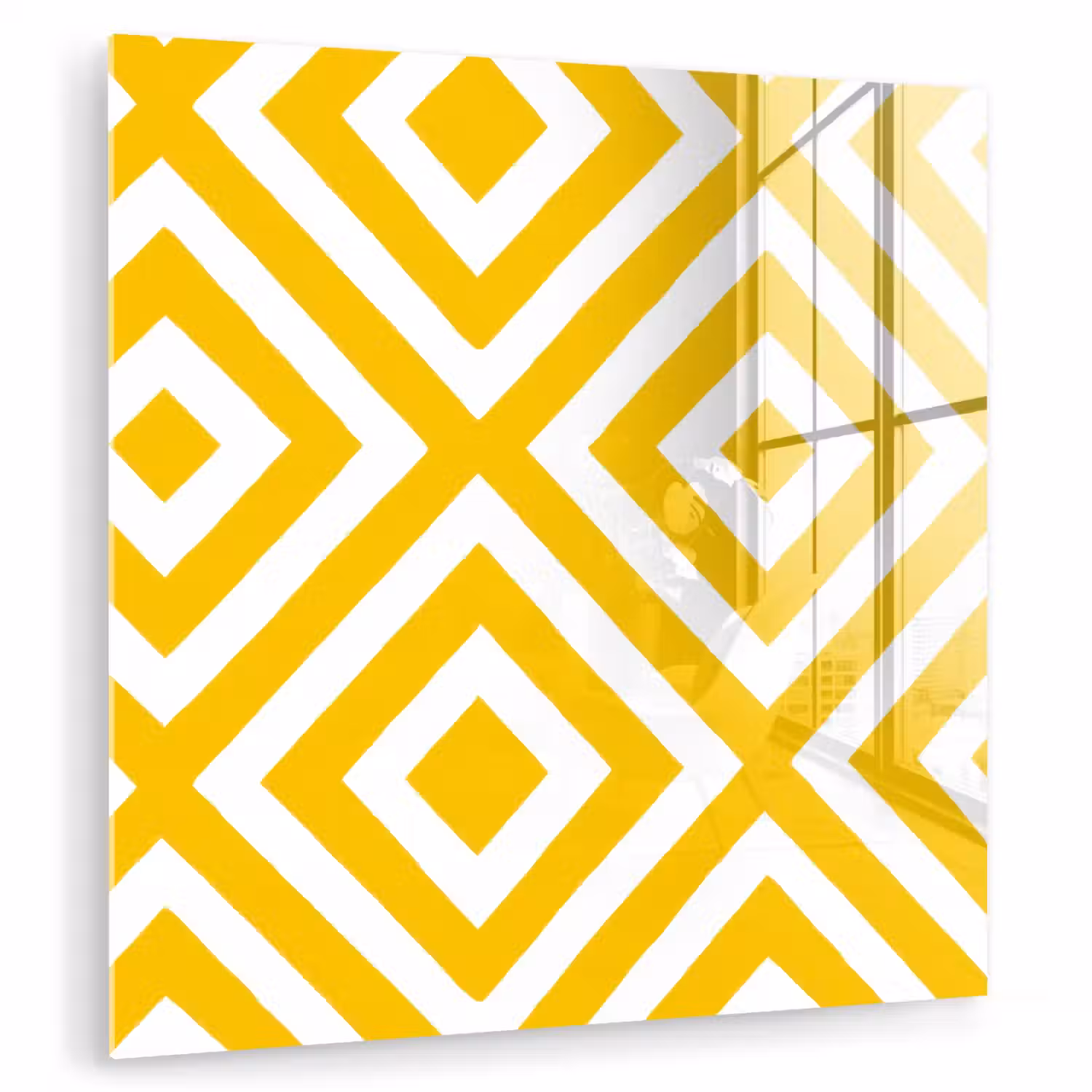 Geometrisch - Lijnen - Modern - Geel - Wit plexiglas 5mm klein 11 -zzzproduct_nieuw