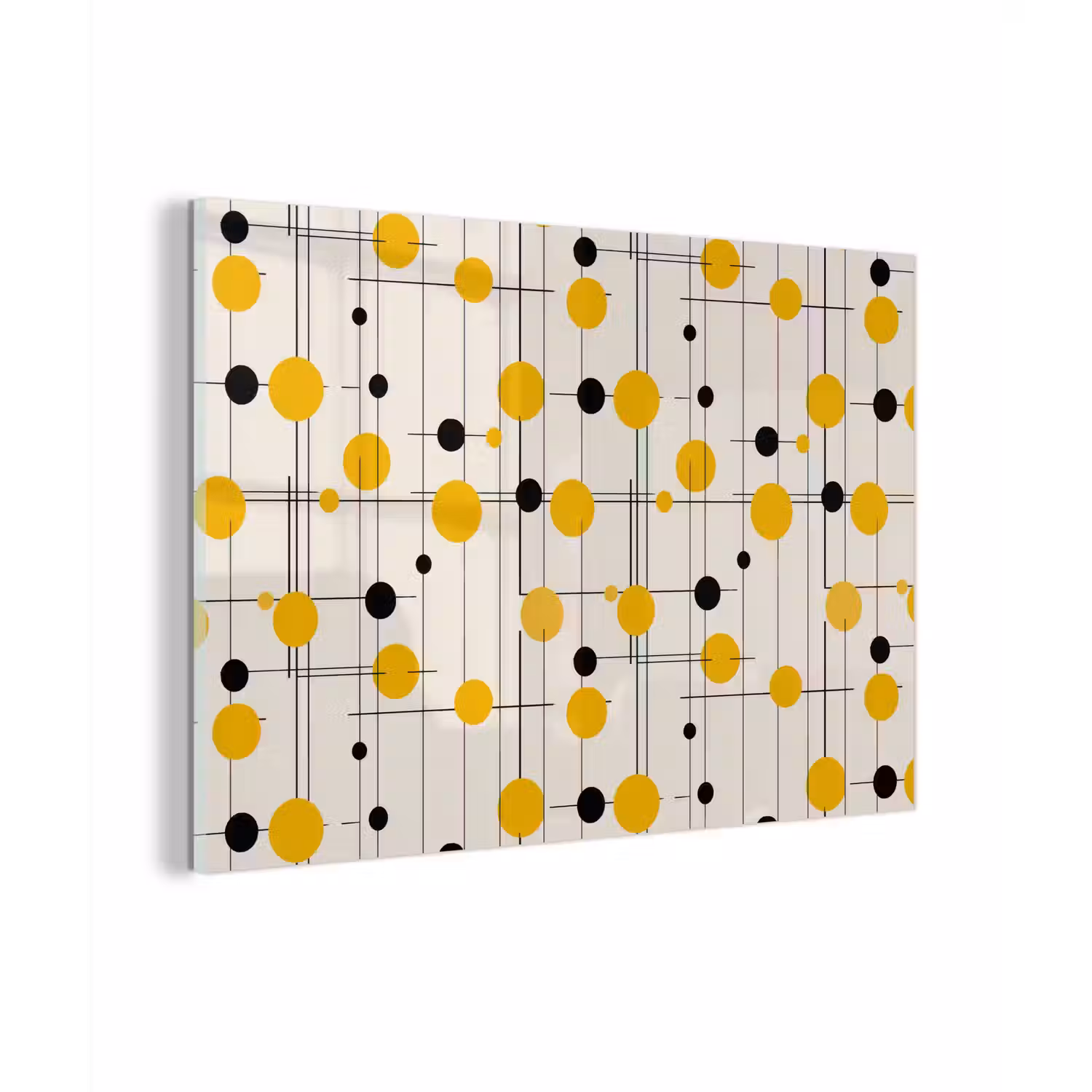 Geometrisch - Retro - Lijnen - Okergeel - Zwart plexiglas 5mm klein 11 -zzzproduct_nieuw