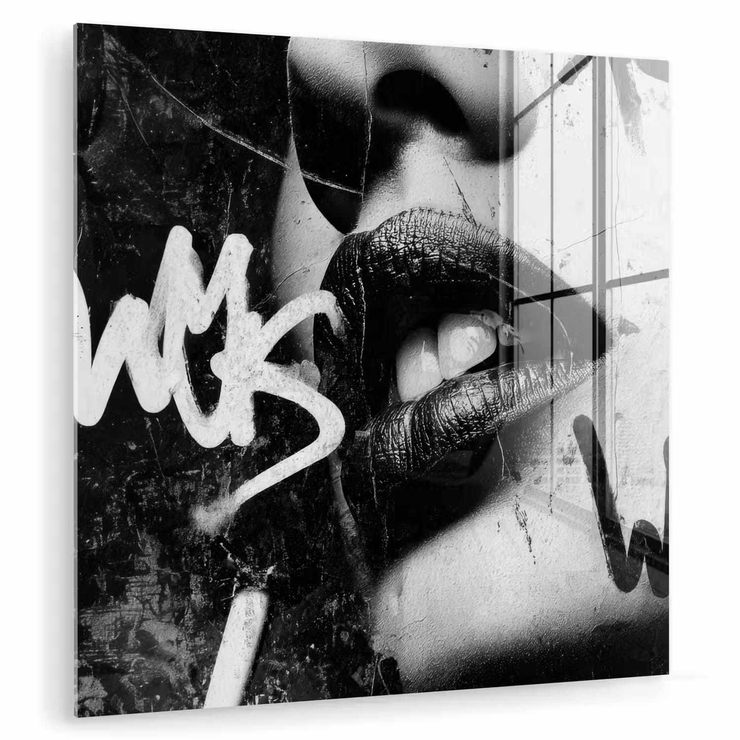 Gezicht - Mond - Graffiti - Zwart plexiglas 5mm klein -zzzproduct_nieuw