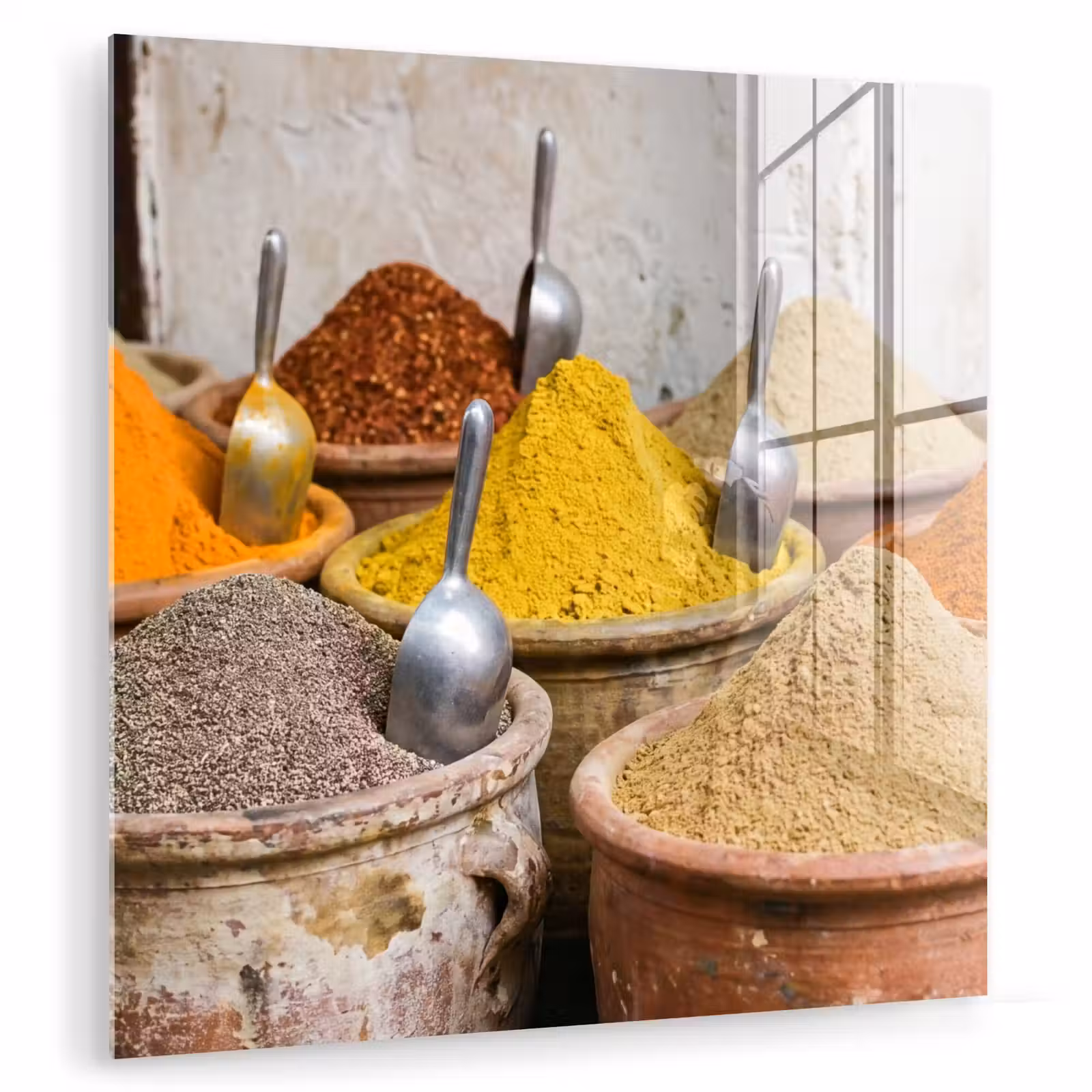 Glasbild - Gewürze – Gläser – Orientalisch - Kruiden - Potten - Oosters plexiglas 5mm klein