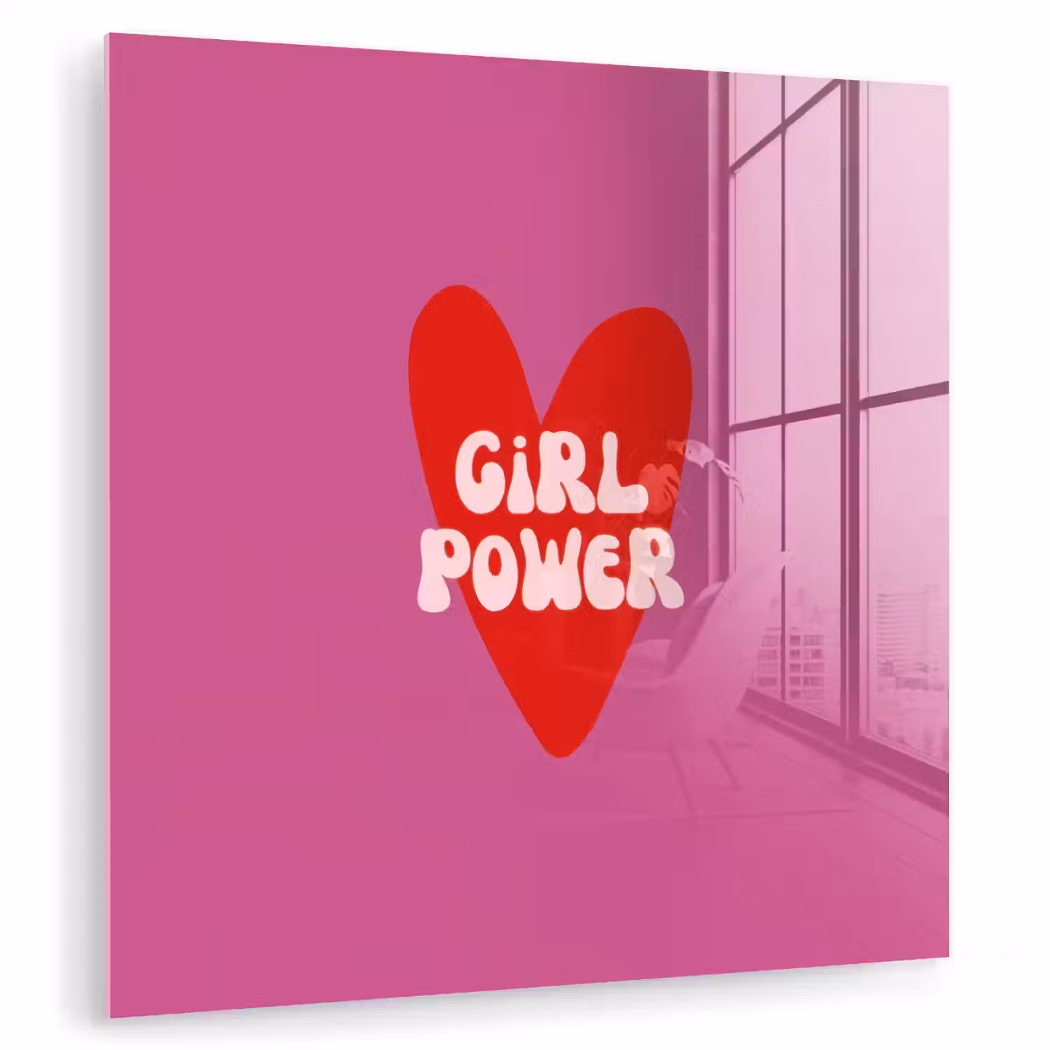 Girl power - Hart - Roze - Rood plexiglas 5mm klein -zzzproduct_nieuw