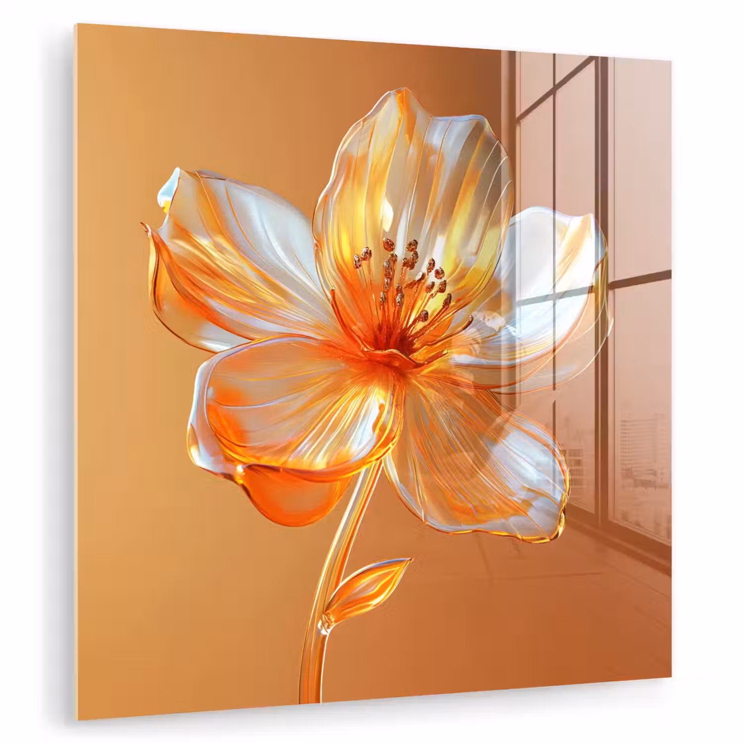 Glazen - Bloem - Oranje plexiglas 5mm klein -zzzproduct_nieuw