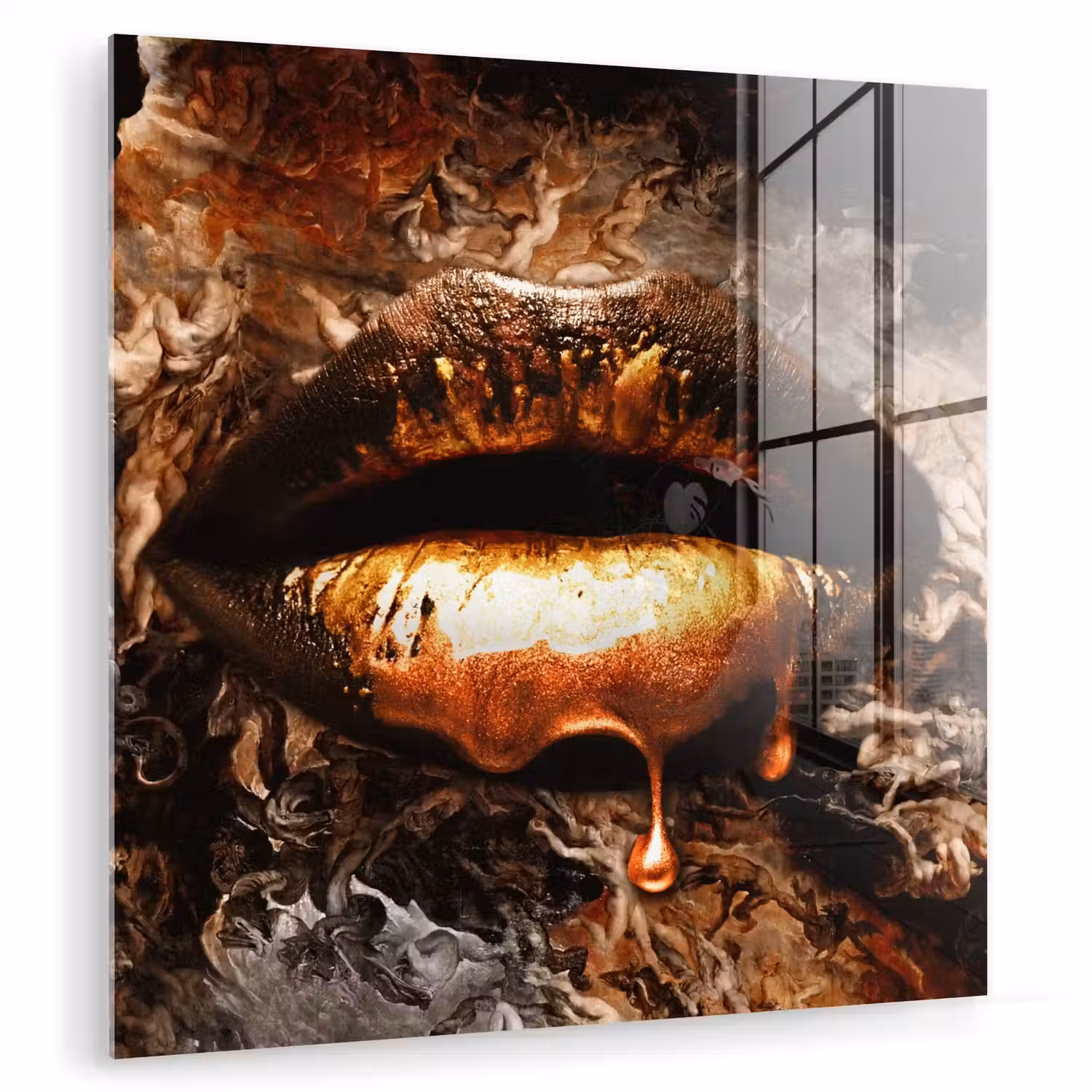 Goud - Lippen - Kunst plexiglas 5mm klein -zzzproduct_nieuw