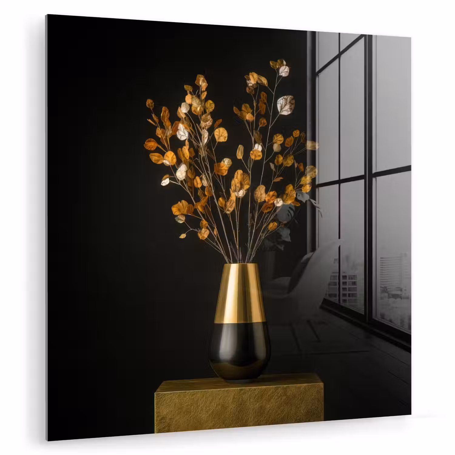 Goudbruine - Bladeren - Vaas - Herfstachtig plexiglas 5mm klein -zzzproduct_nieuw