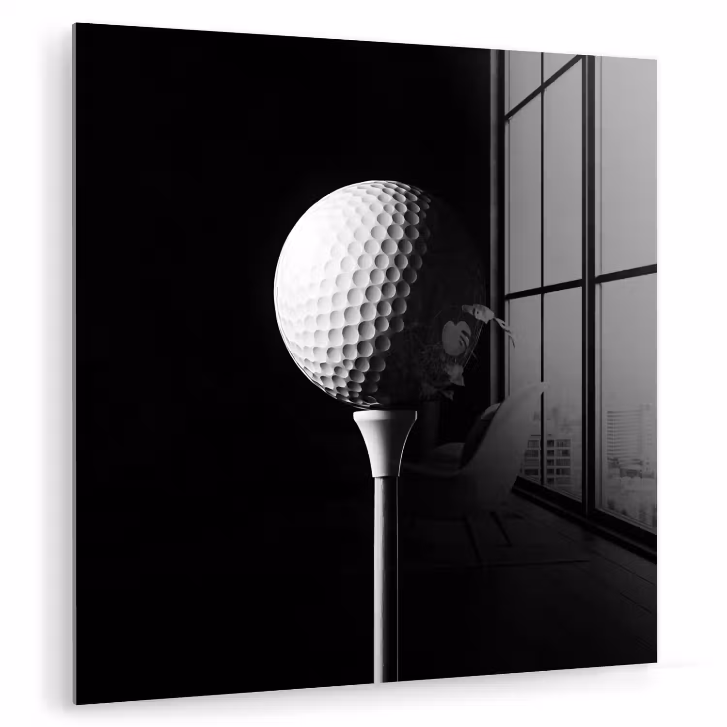 Golfbal - Minimalistisch - Wit plexiglas 5mm klein -zzzproduct_nieuw