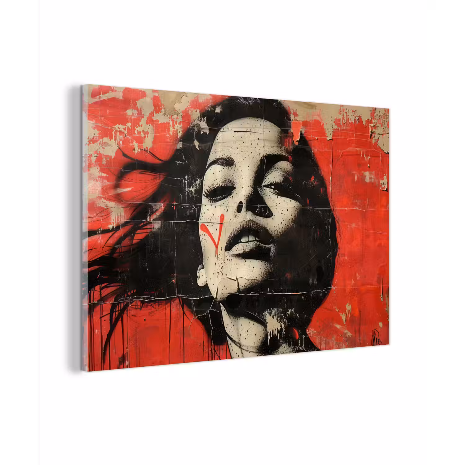 Graffiti - Vrouw - Rood - Street art - Banksy plexiglas 5mm klein -zzzproduct_nieuw