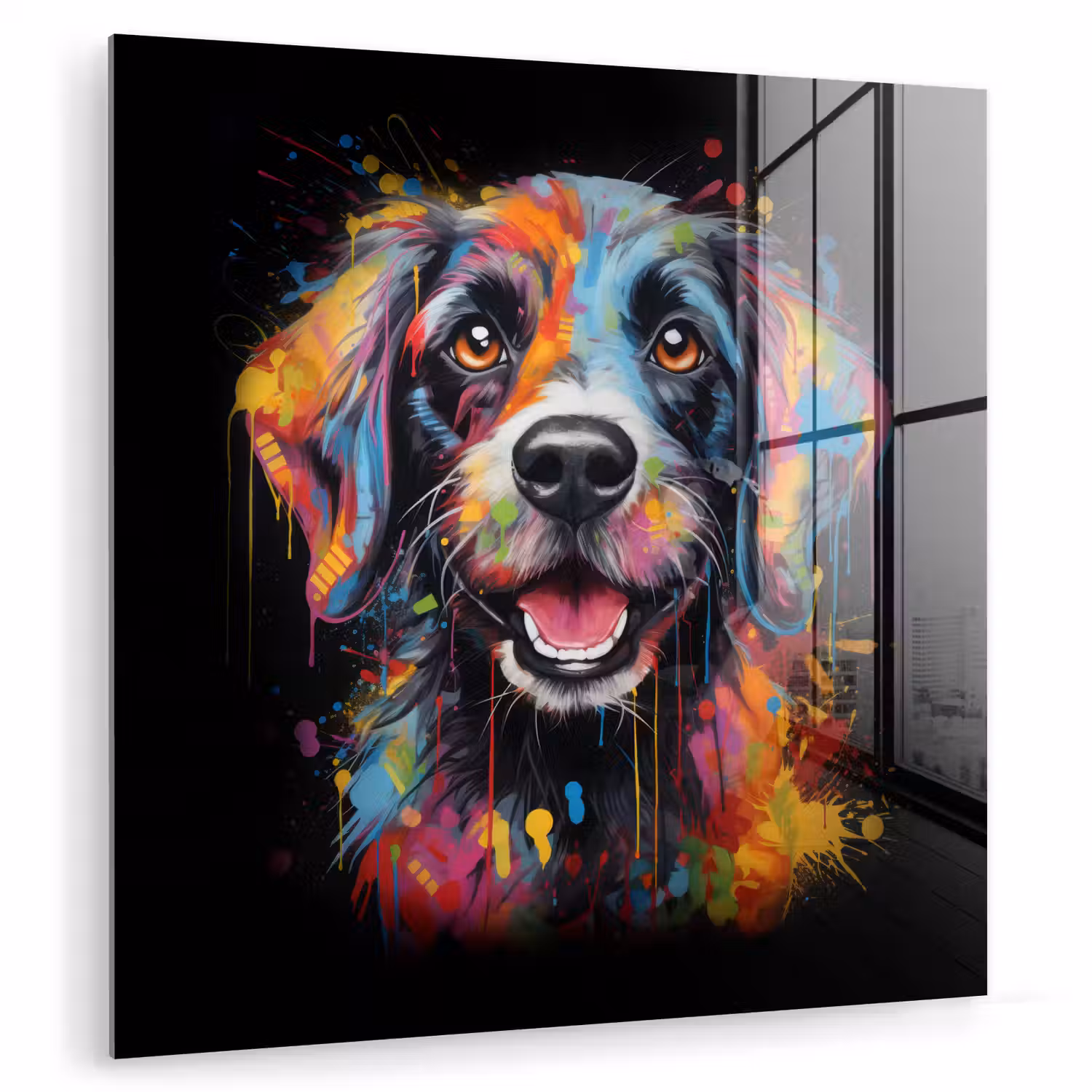 Graffiti - Hond - Zwart - Kleuren plexiglas 5mm klein -zzzproduct_nieuw