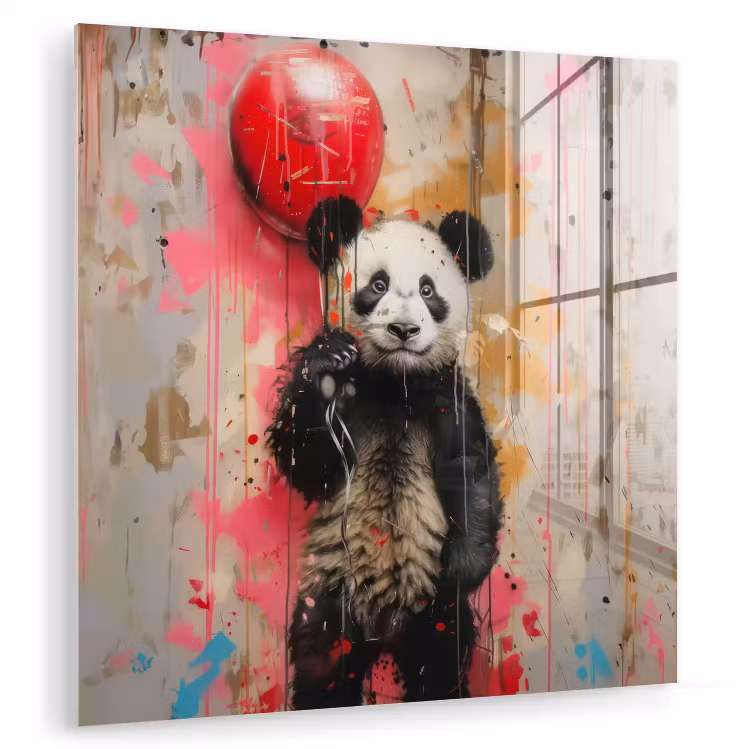 Graffiti - Panda - Ballon - Street art - Banksy plexiglas 5mm klein -zzzproduct_nieuw